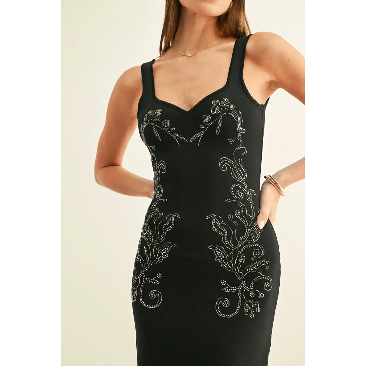 Amani Sparkle Fringed Hem Maxi Knit Dress