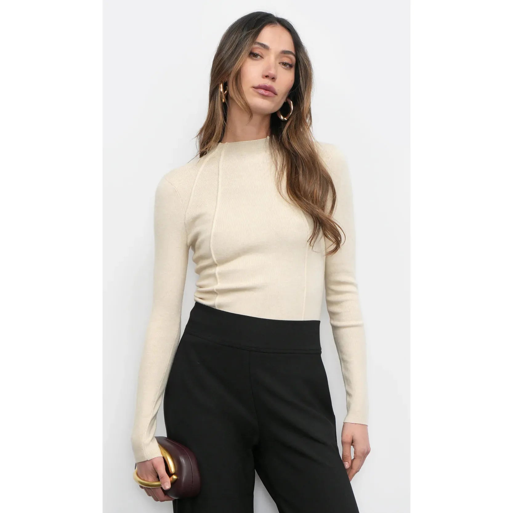 Bellamy Exposed Stitch Mock Neck Top