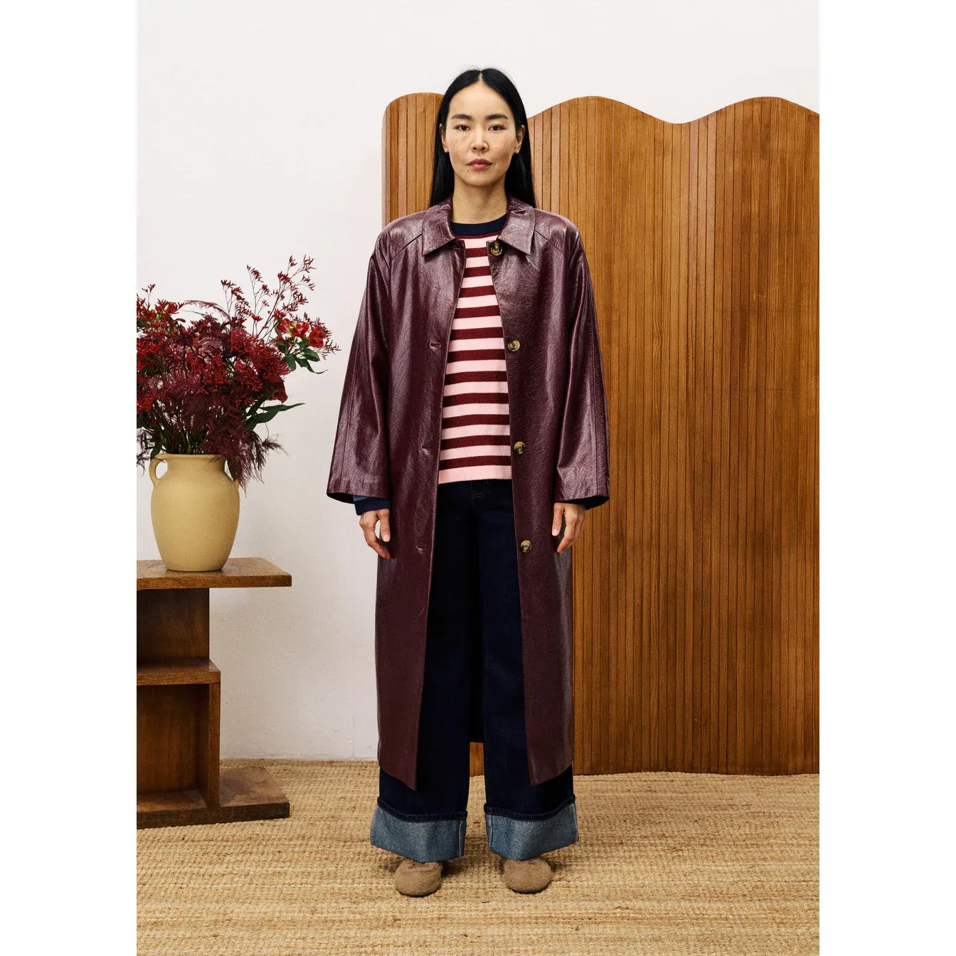 HALIMI Bordeaux Trench Coat