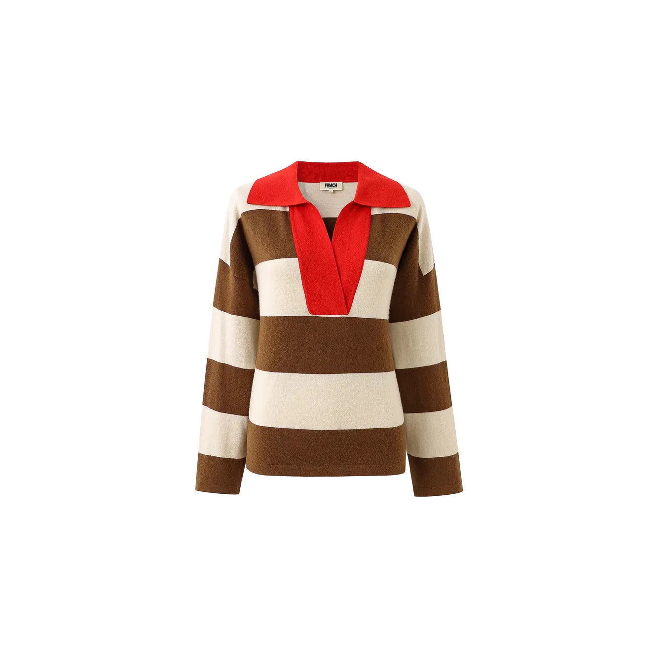 COLCHIQUE Ice Brown Striped Polo Sweater