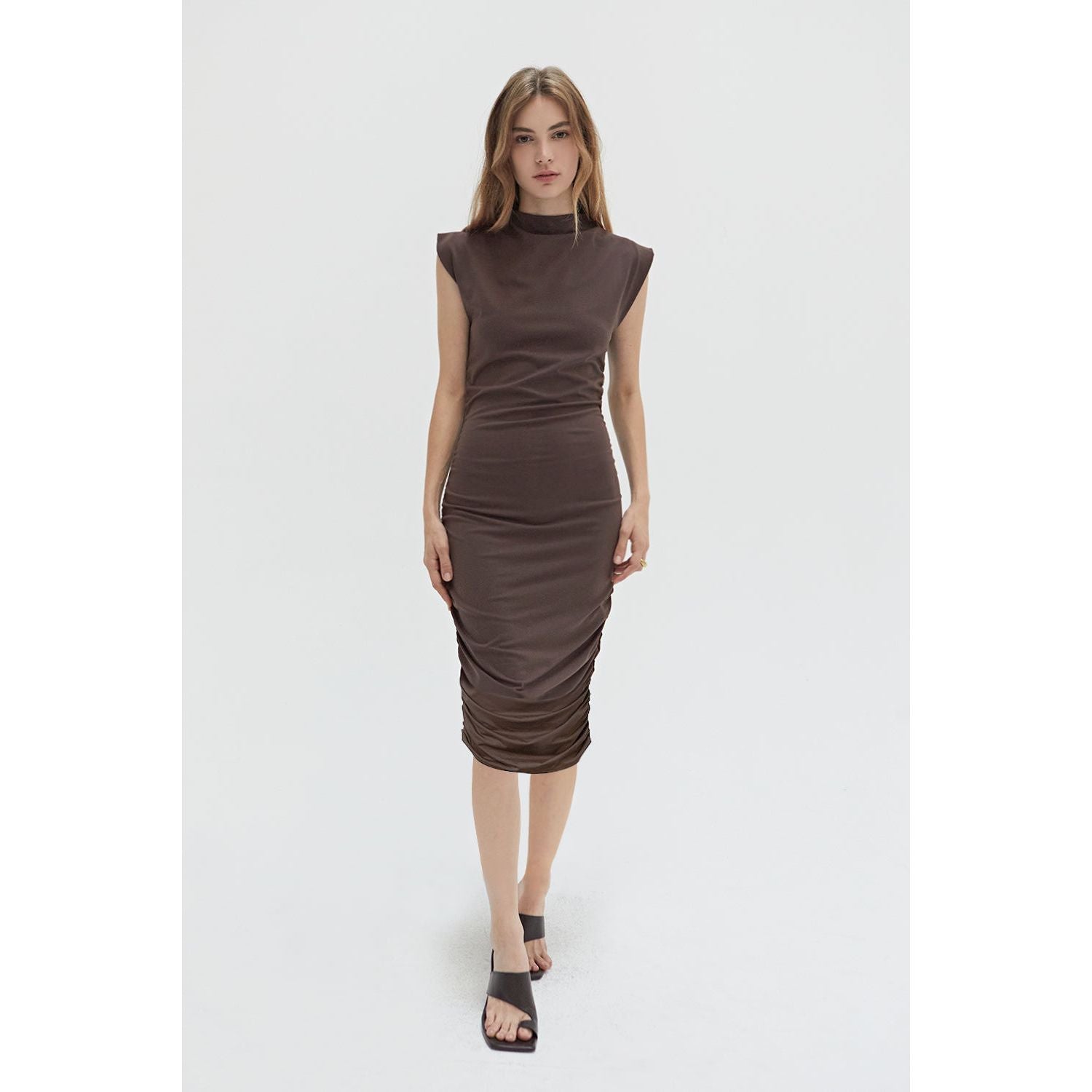 Ruched Dress in Espresso