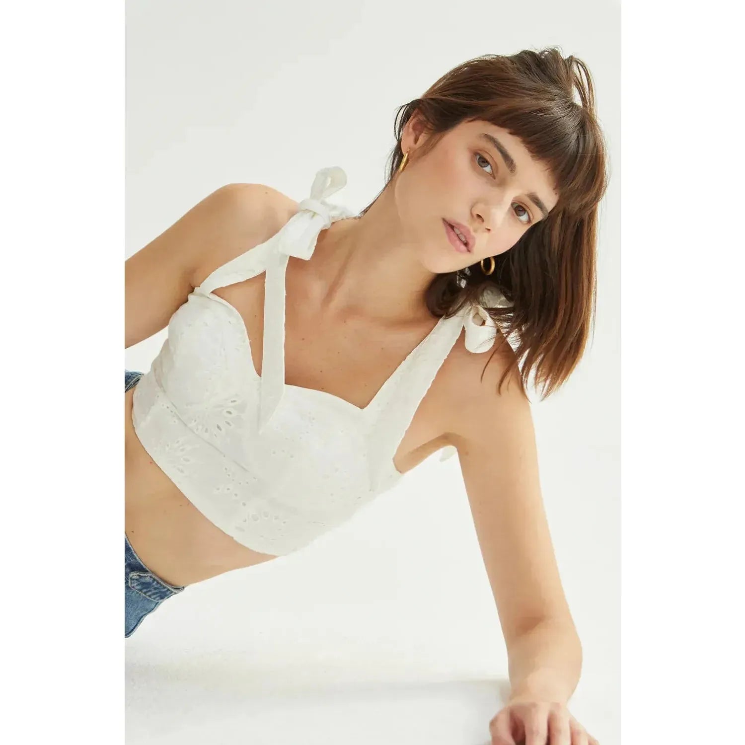 Balia Eyelet Bustier Top