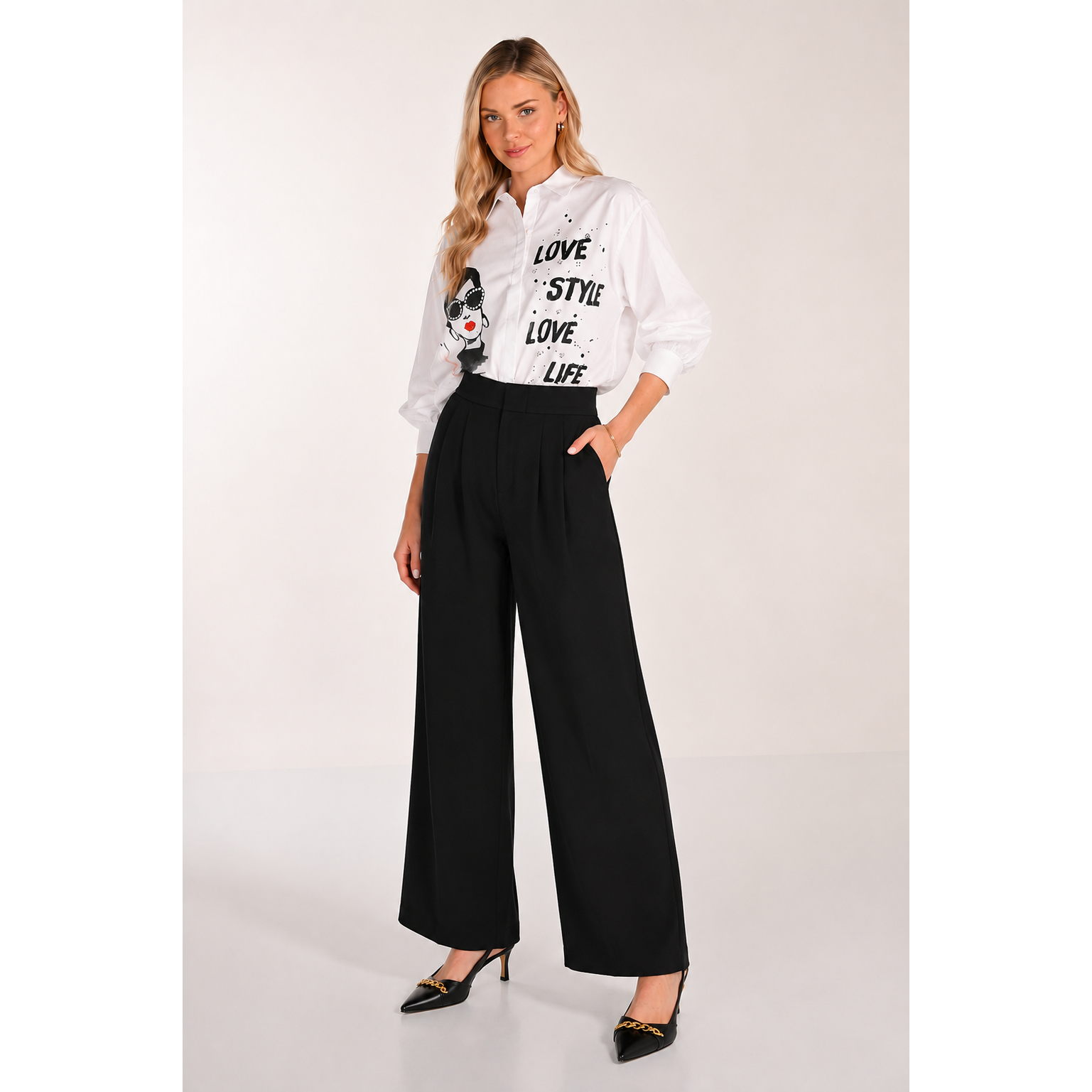 Graphic Statement Poplin Blouse Style 263766