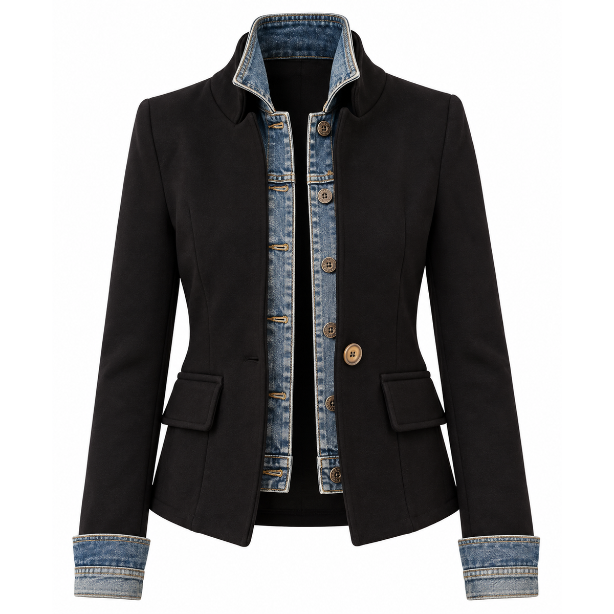 Denim Layered Blazer Jacket