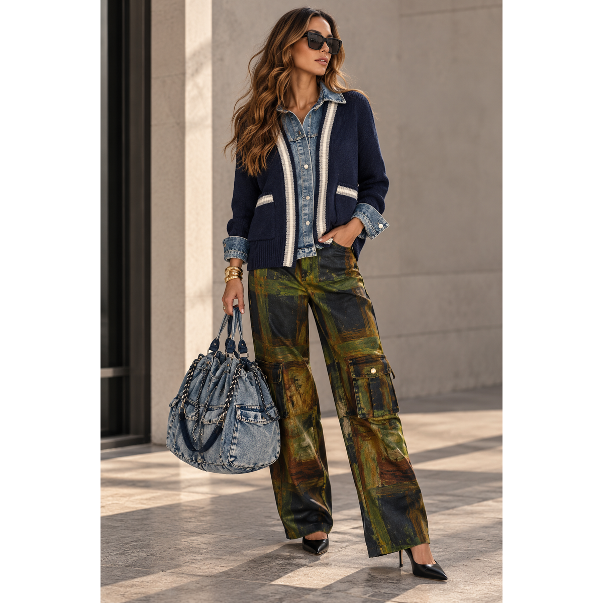 The Denim Layered Cardigan