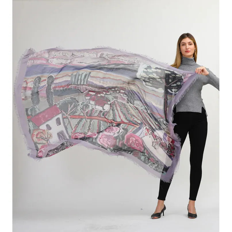 Life & Abundance -  Hand Painted Luxury Silk Scarf