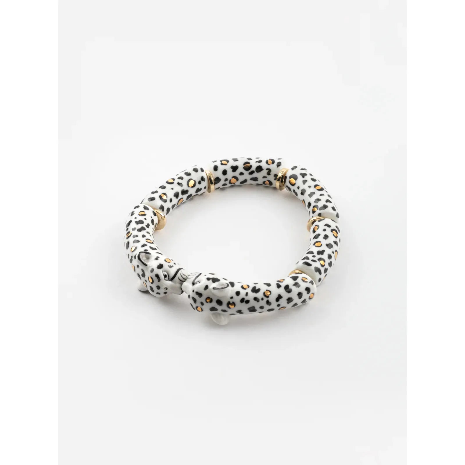 White and Gold Leopard Kiss Bracelet