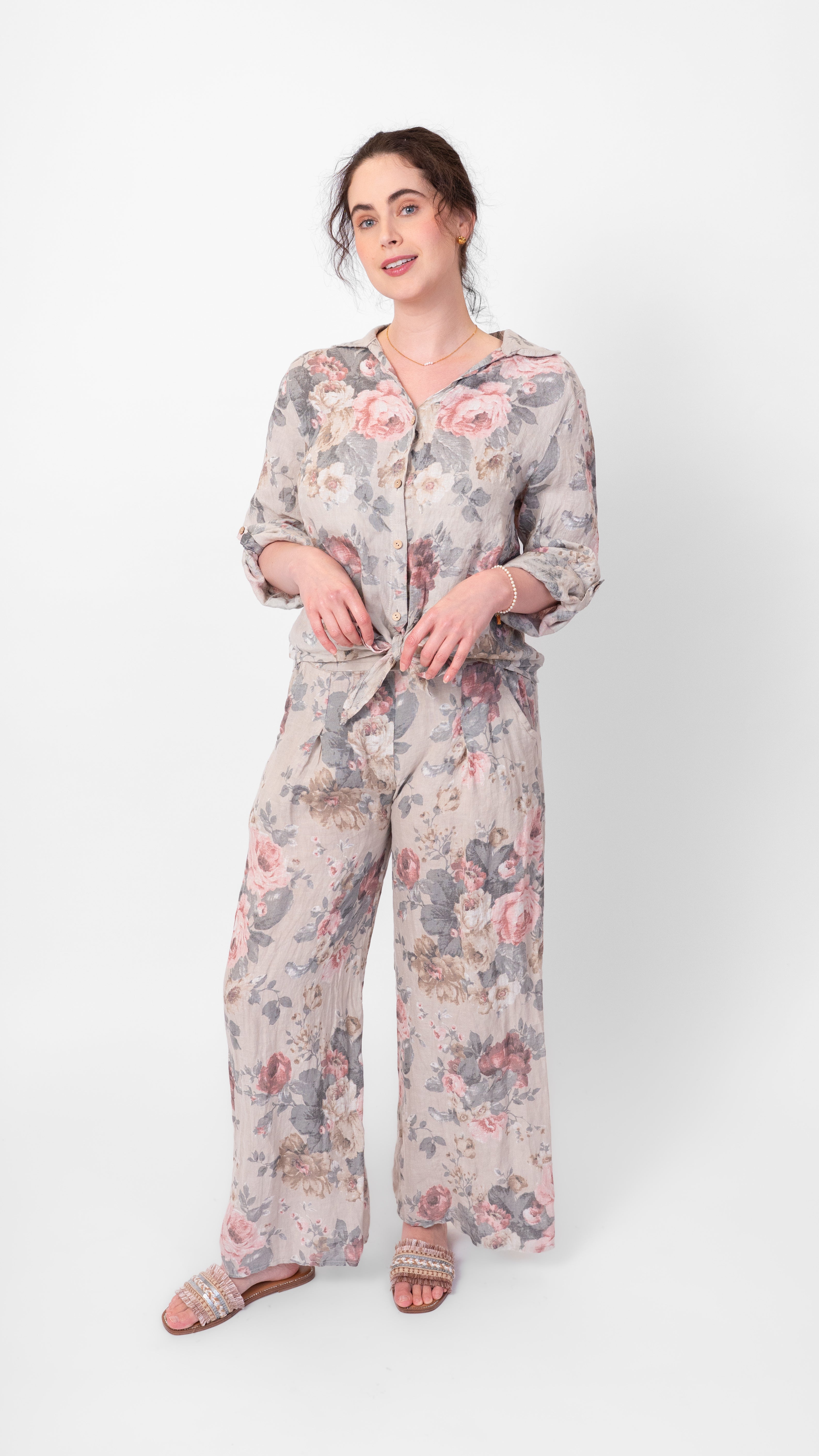 Blush Garden Tie-Front Blouse