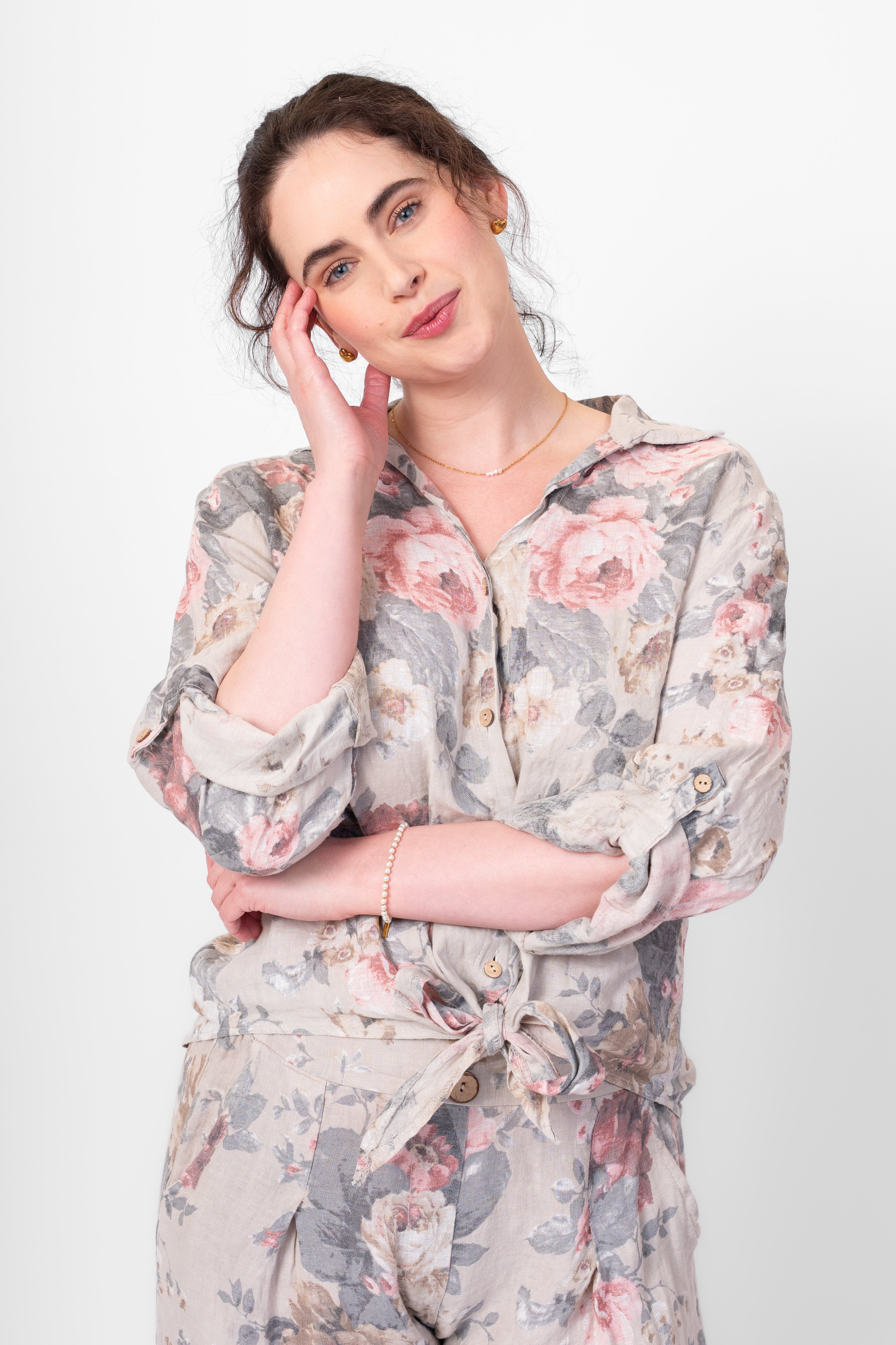 Blush Garden Tie-Front Blouse