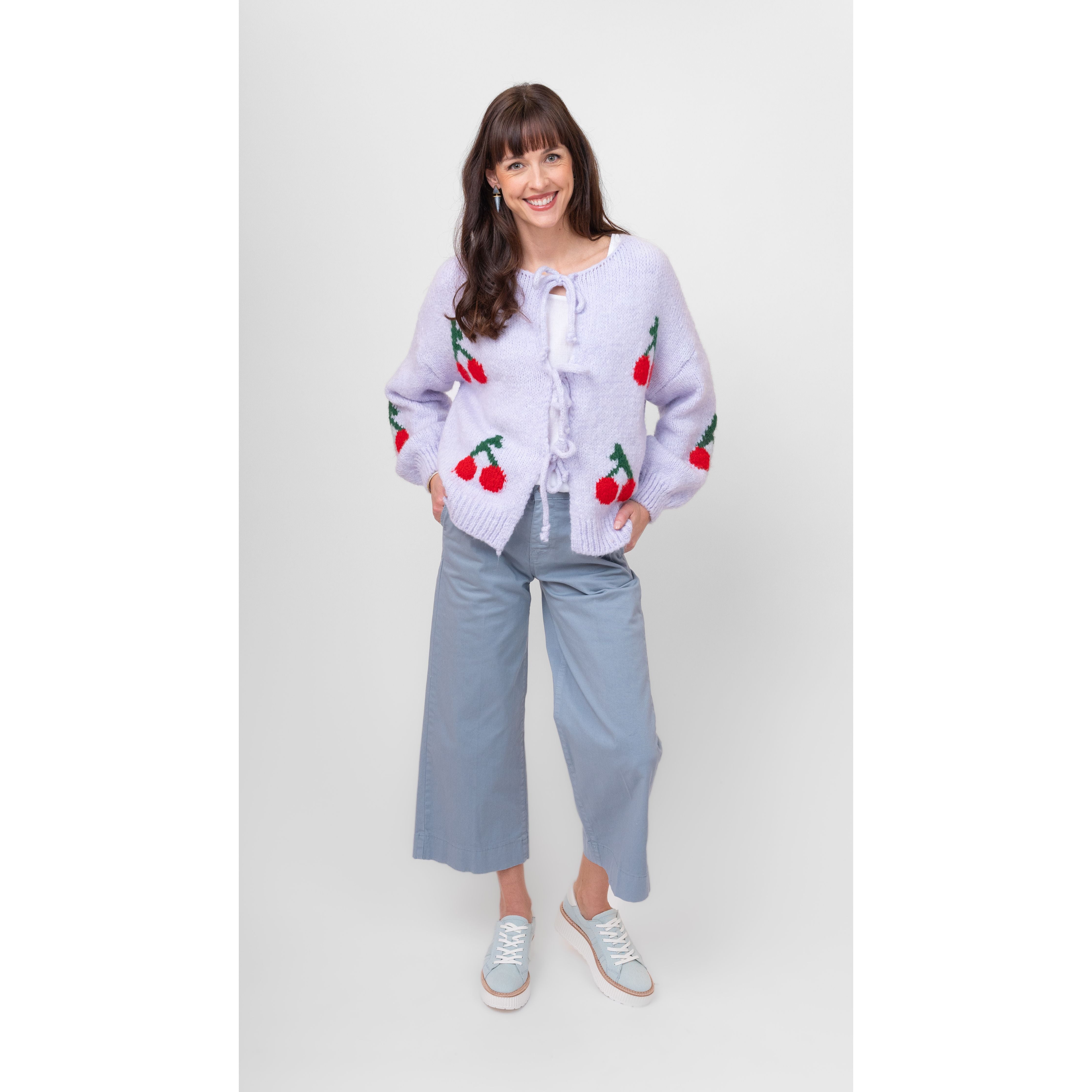 Lilac Cardi w/ Cherries - Made in Italy