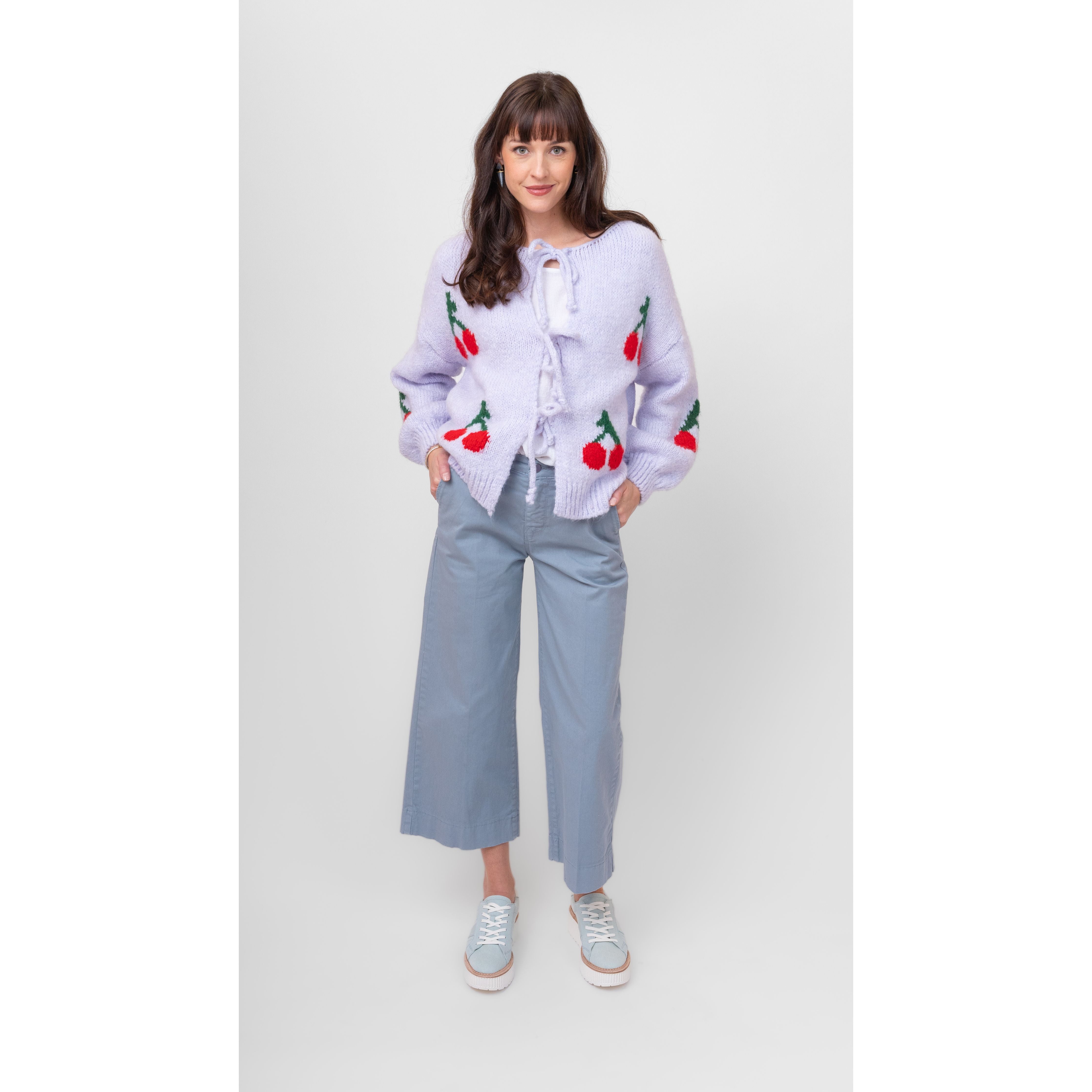 Lilac Cardi w/ Cherries - Made in Italy
