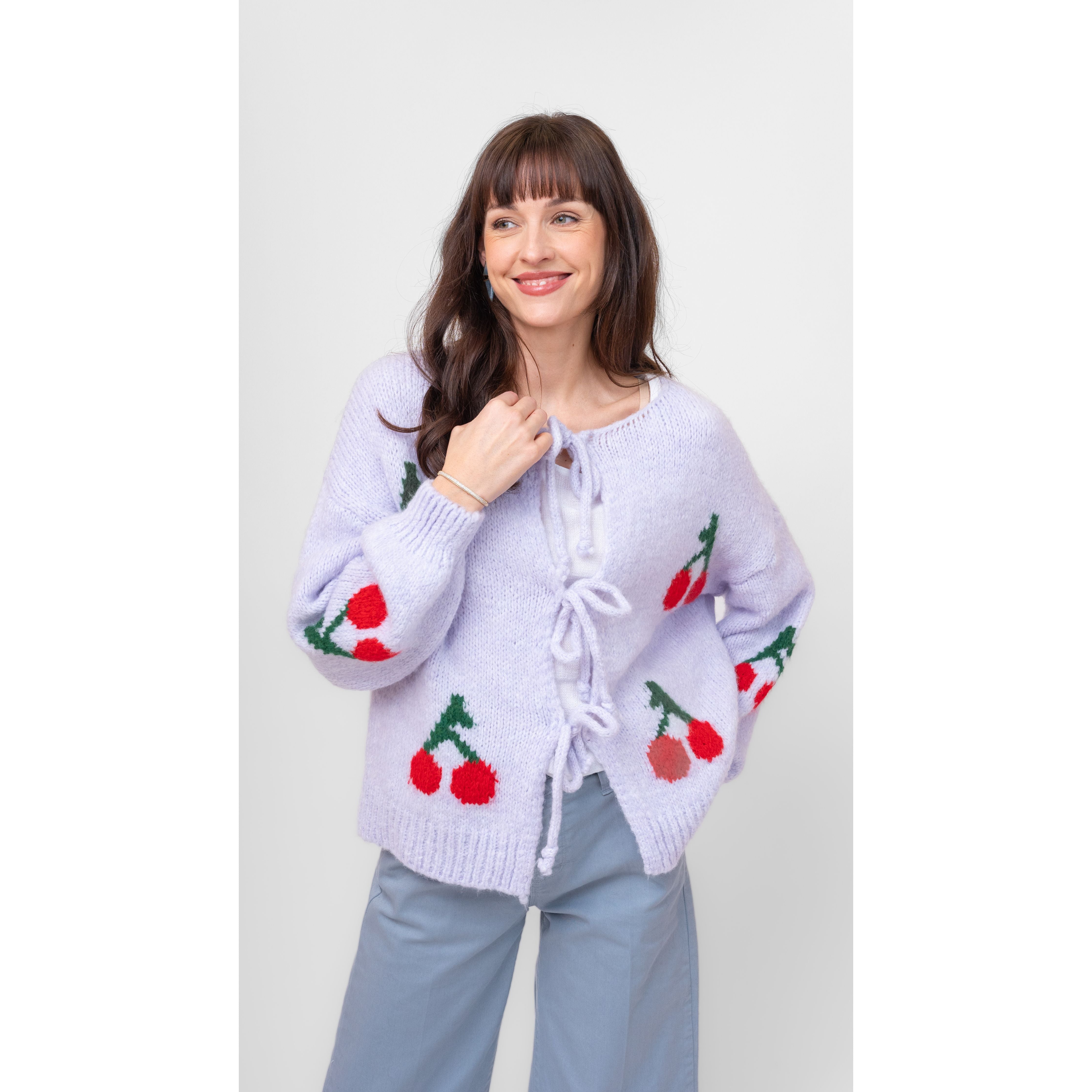 Lilac Cardi w/ Cherries - Made in Italy