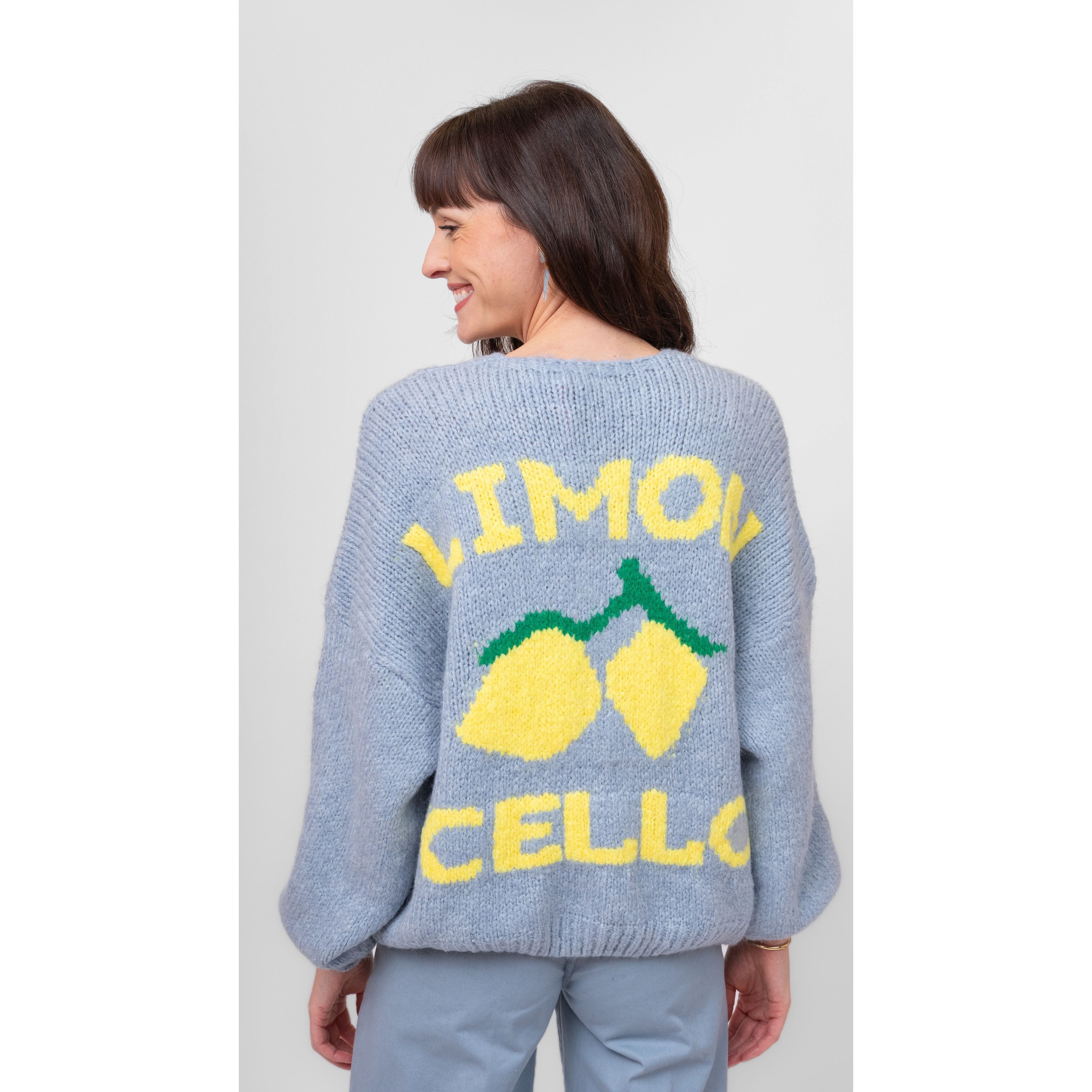 Sky Blue " Limon Cello" Boyfriend Button Up Cardigan