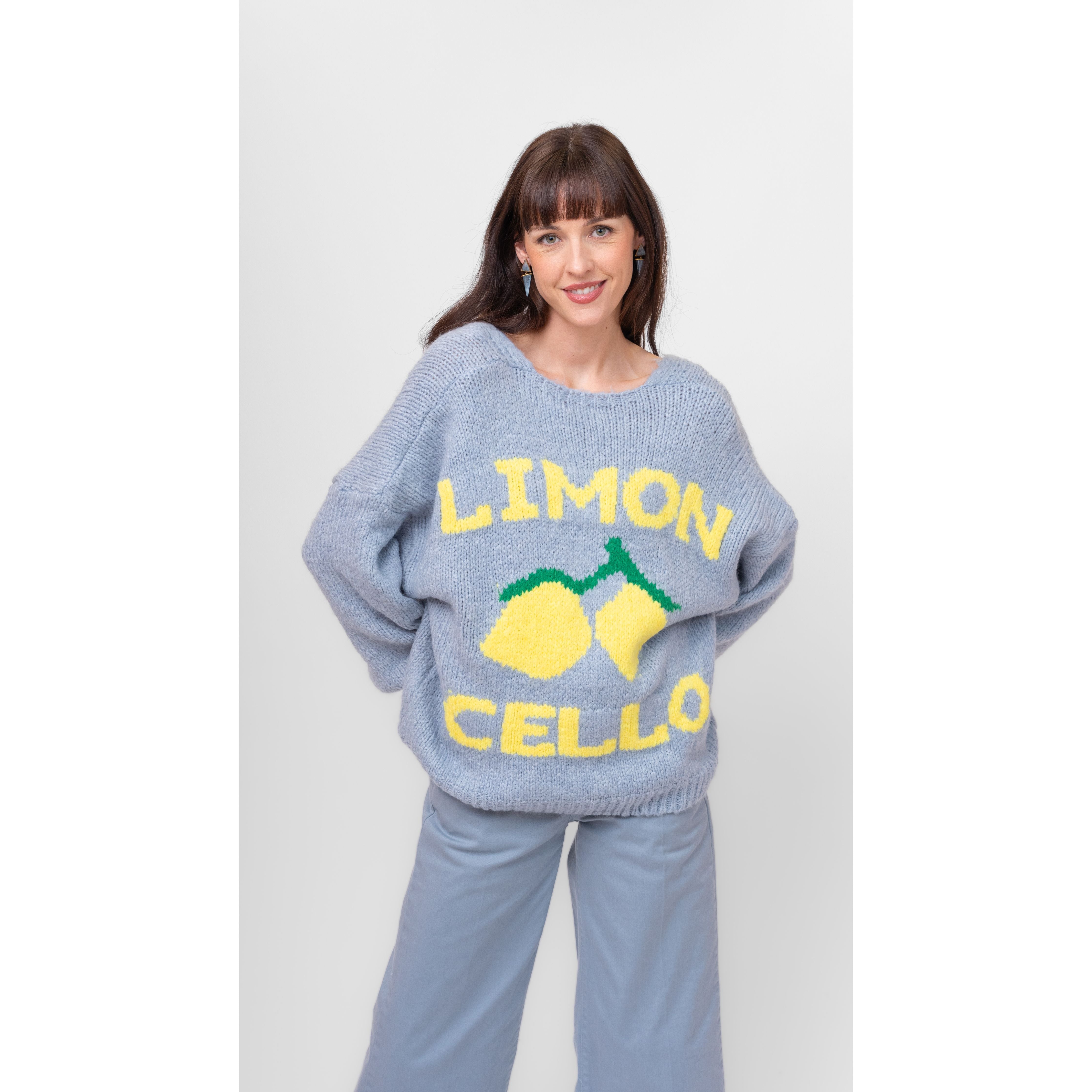 Sky Blue " Limon Cello" Boyfriend Button Up Cardigan