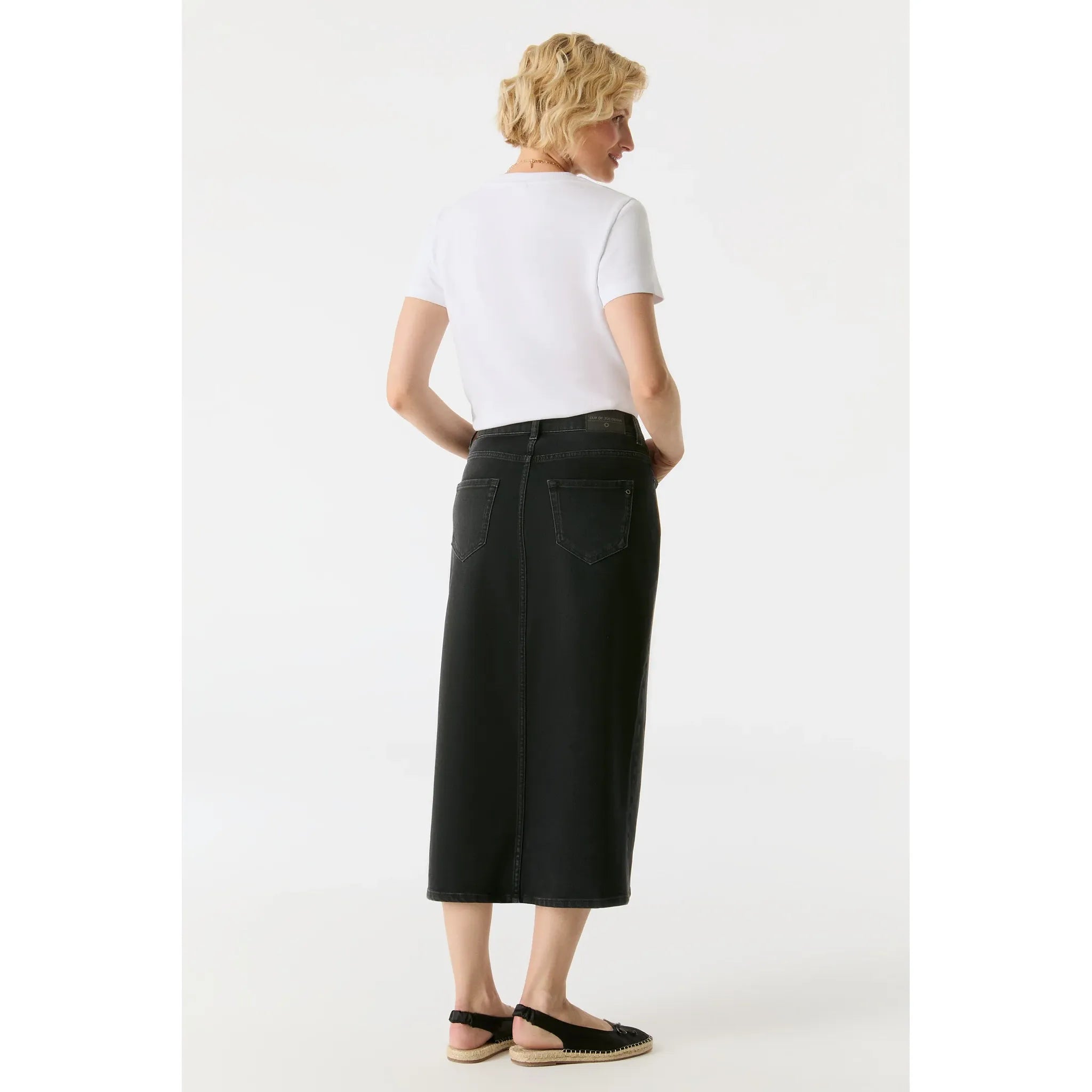 Evelyn Mid Waist Long Denim Skirt