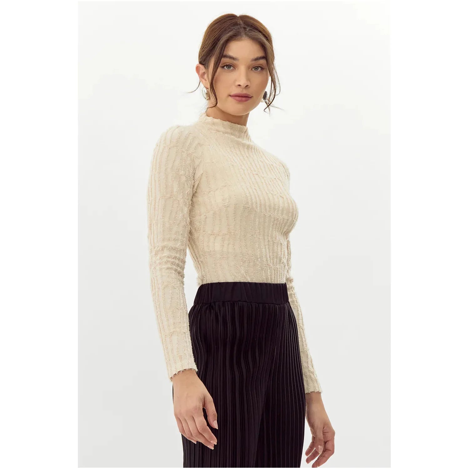 Darcey High Neck Textured Burnout Knit Bodysuit