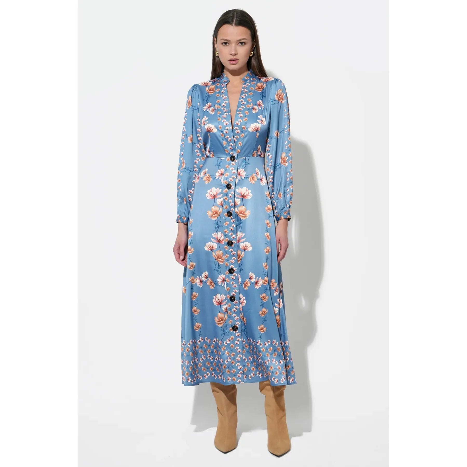 Jailyn Button Front Midi Dress