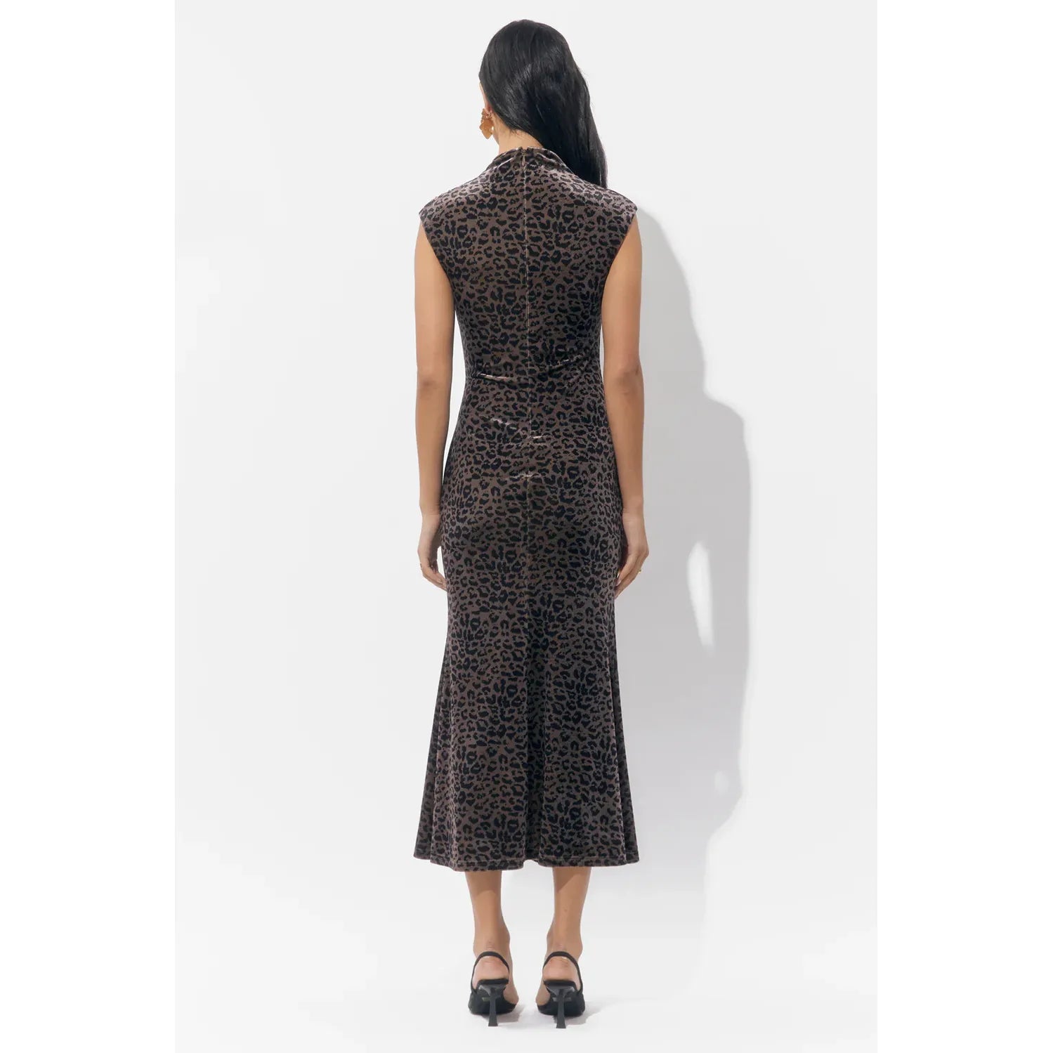Merlyn Animal Mock Neck Midi Dress