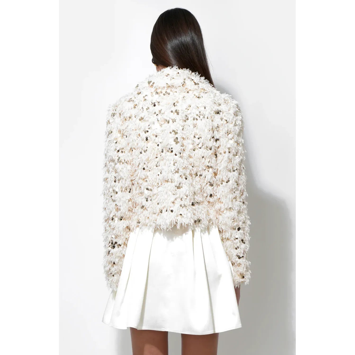 Faux Fur Sequin Coat