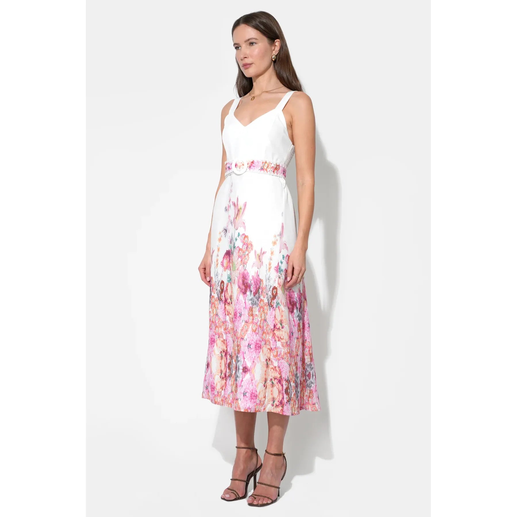 Remi V-Neck Floral Placement Midi Dress