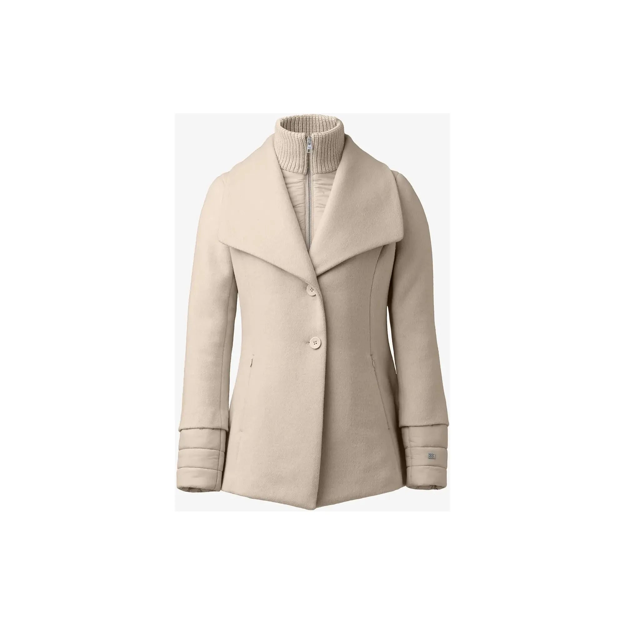 FRIEDA Slim-Fit Mixed Media Wool Coat With Removable Bib