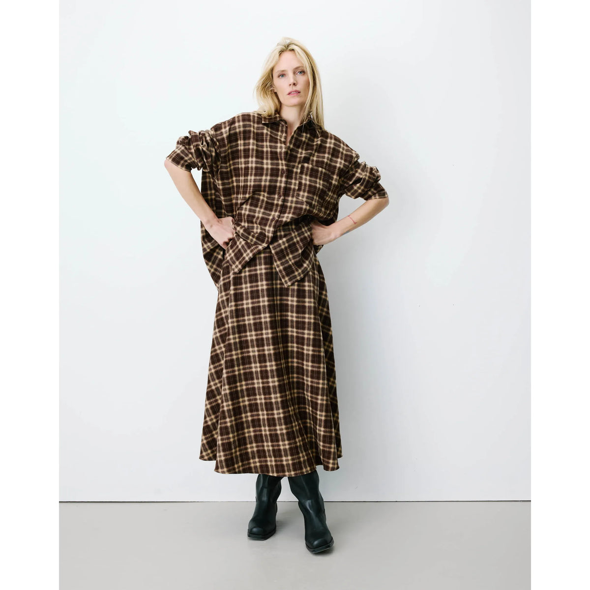 ADONIA Flannel Maxi Skirt