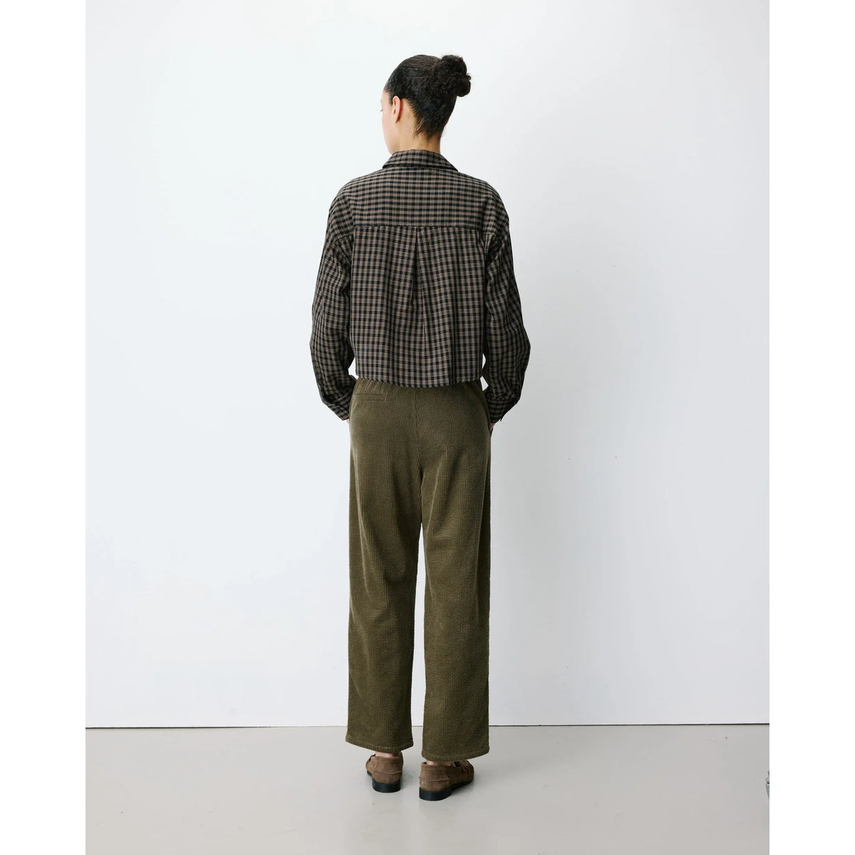 AZELLE Boxy Cropped Check Shirt