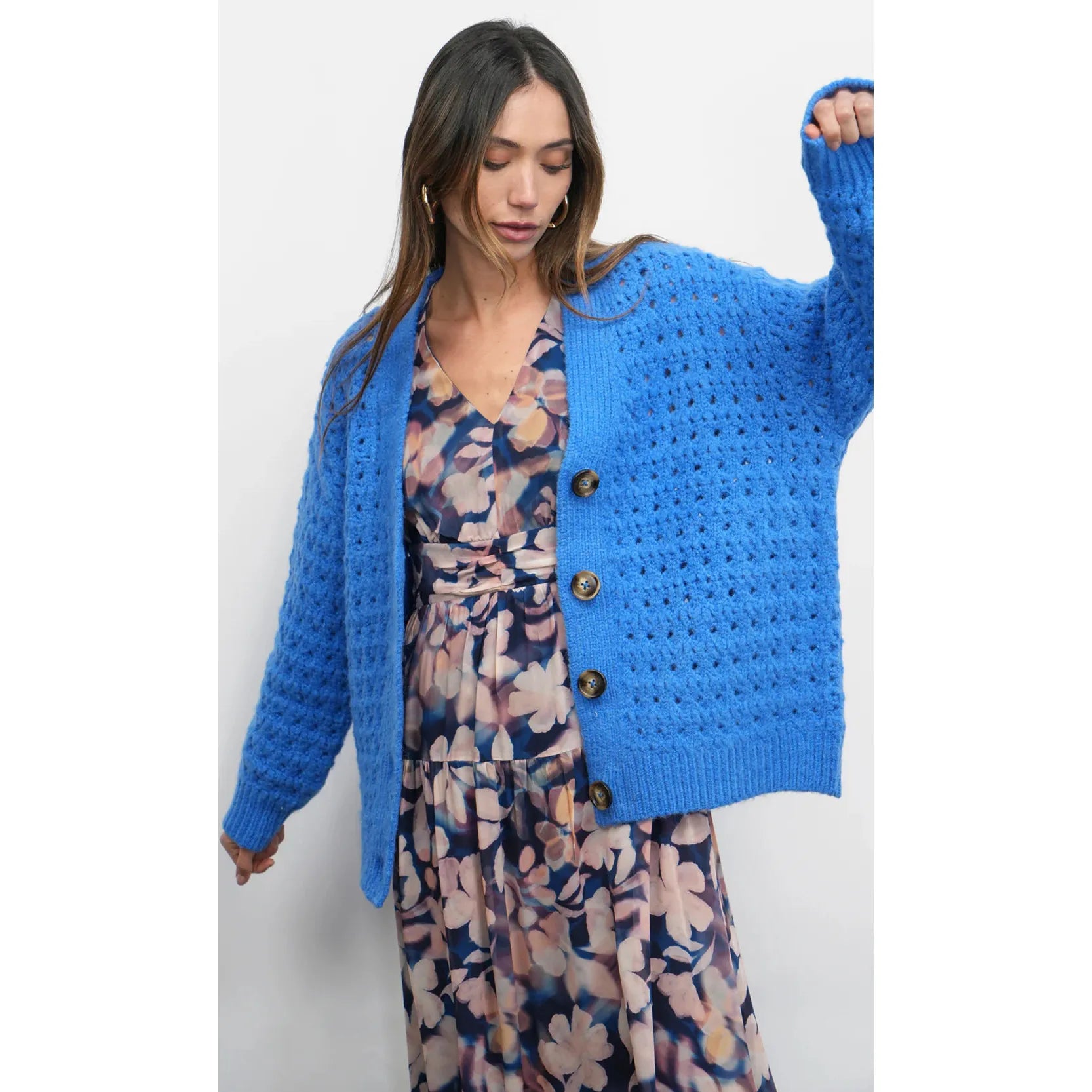 Hudson Oversized Crochet Knit Cardigan
