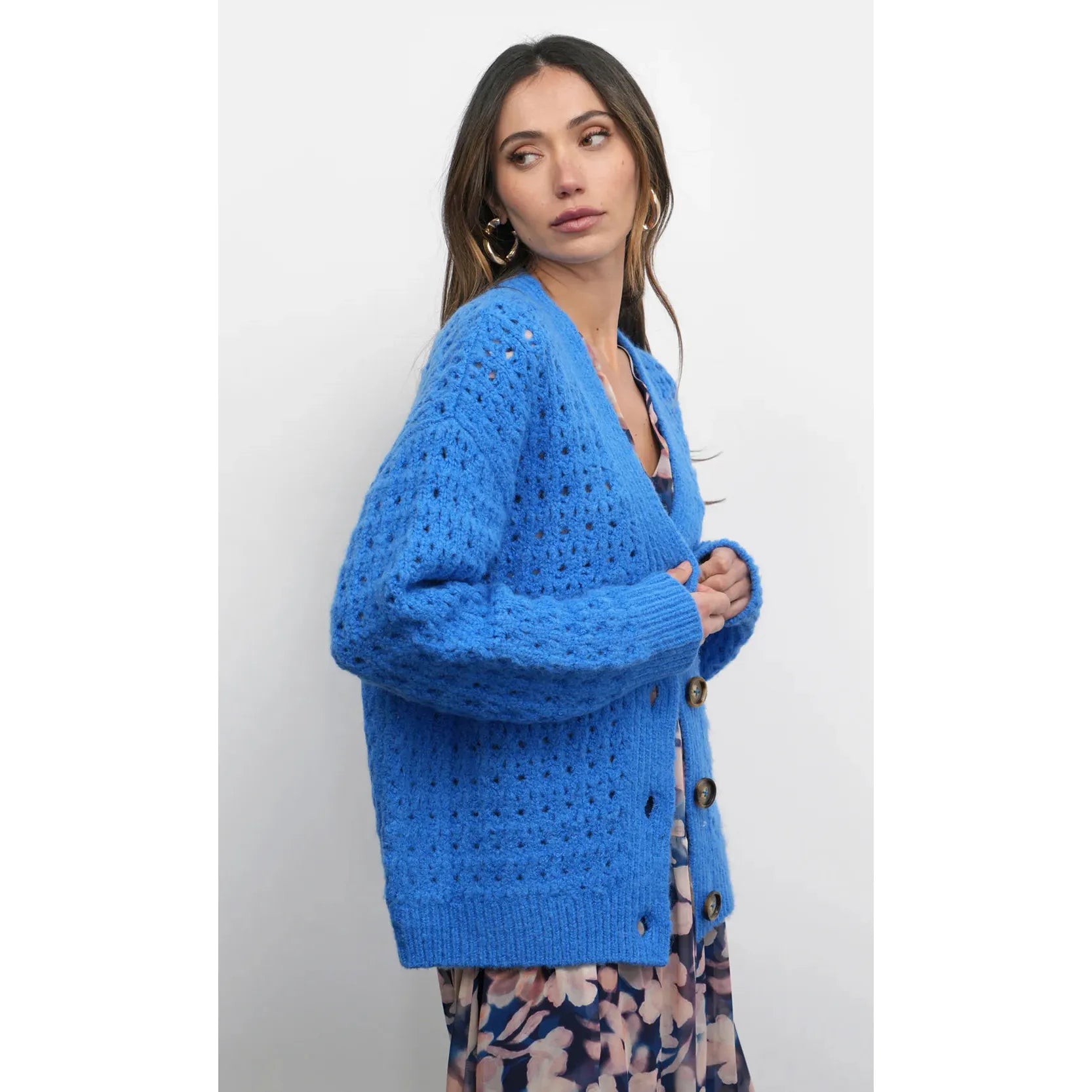 Hudson Oversized Crochet Knit Cardigan