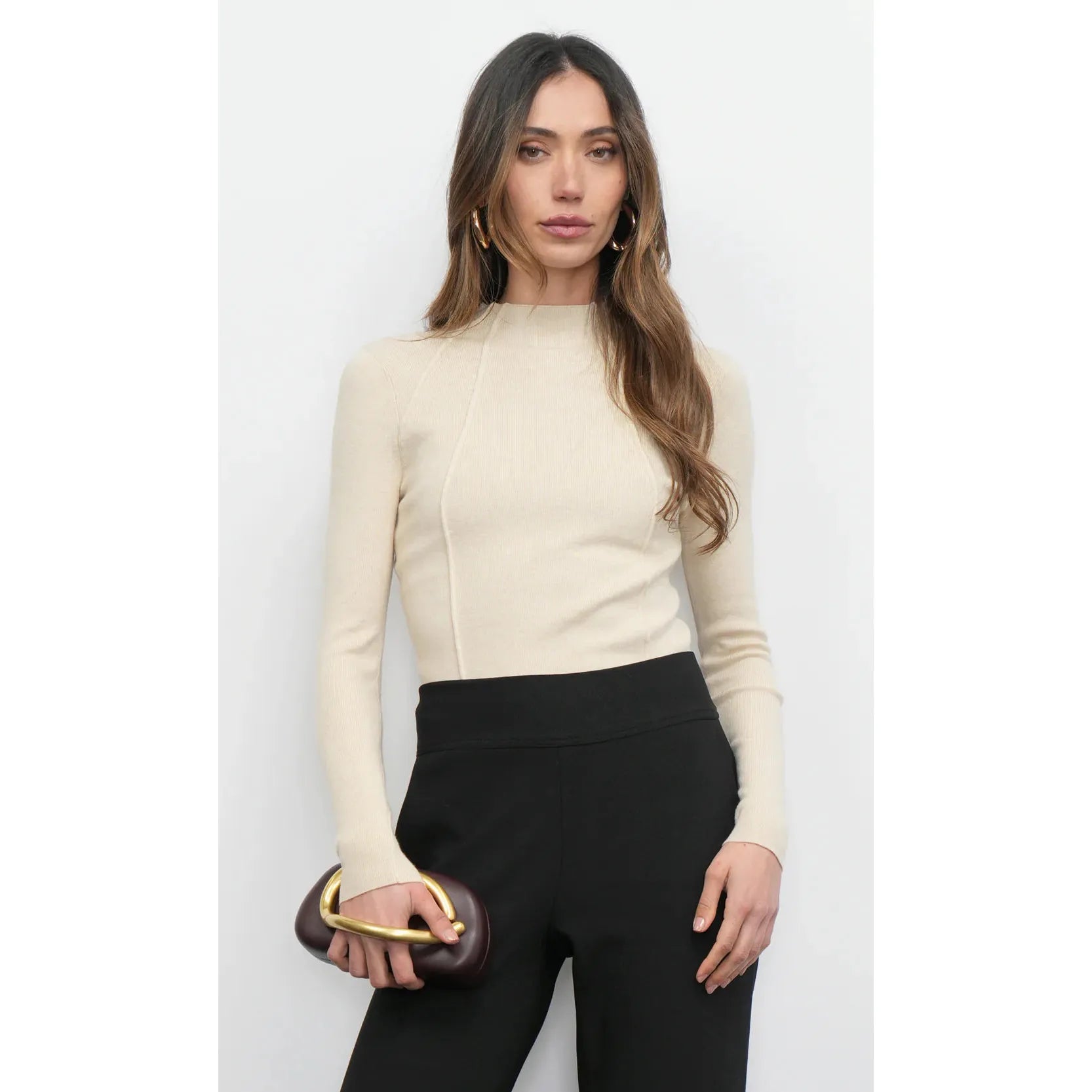 Bellamy Exposed Stitch Mock Neck Top