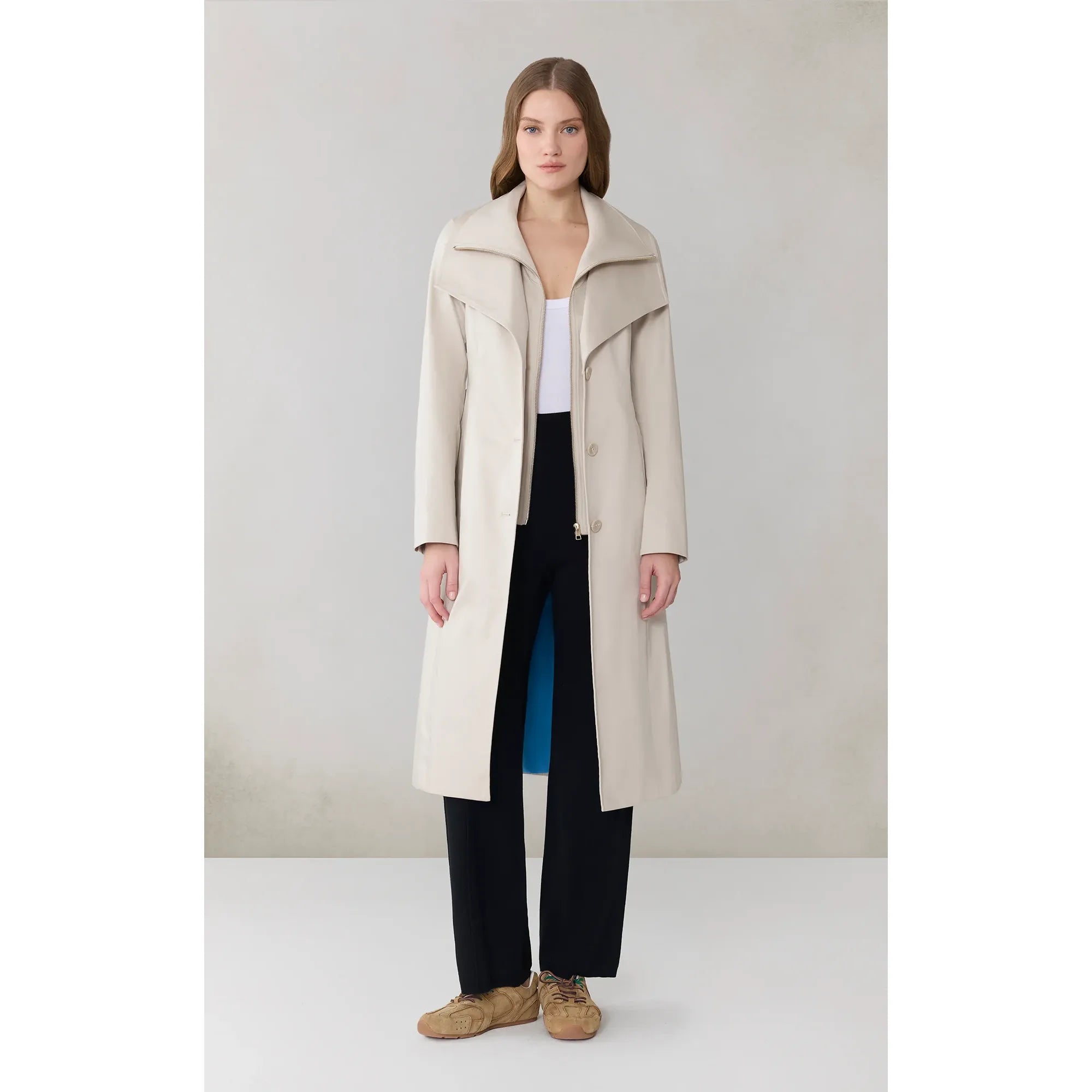 ILANA-N ILANA Belted Coat in Stretch Cotton