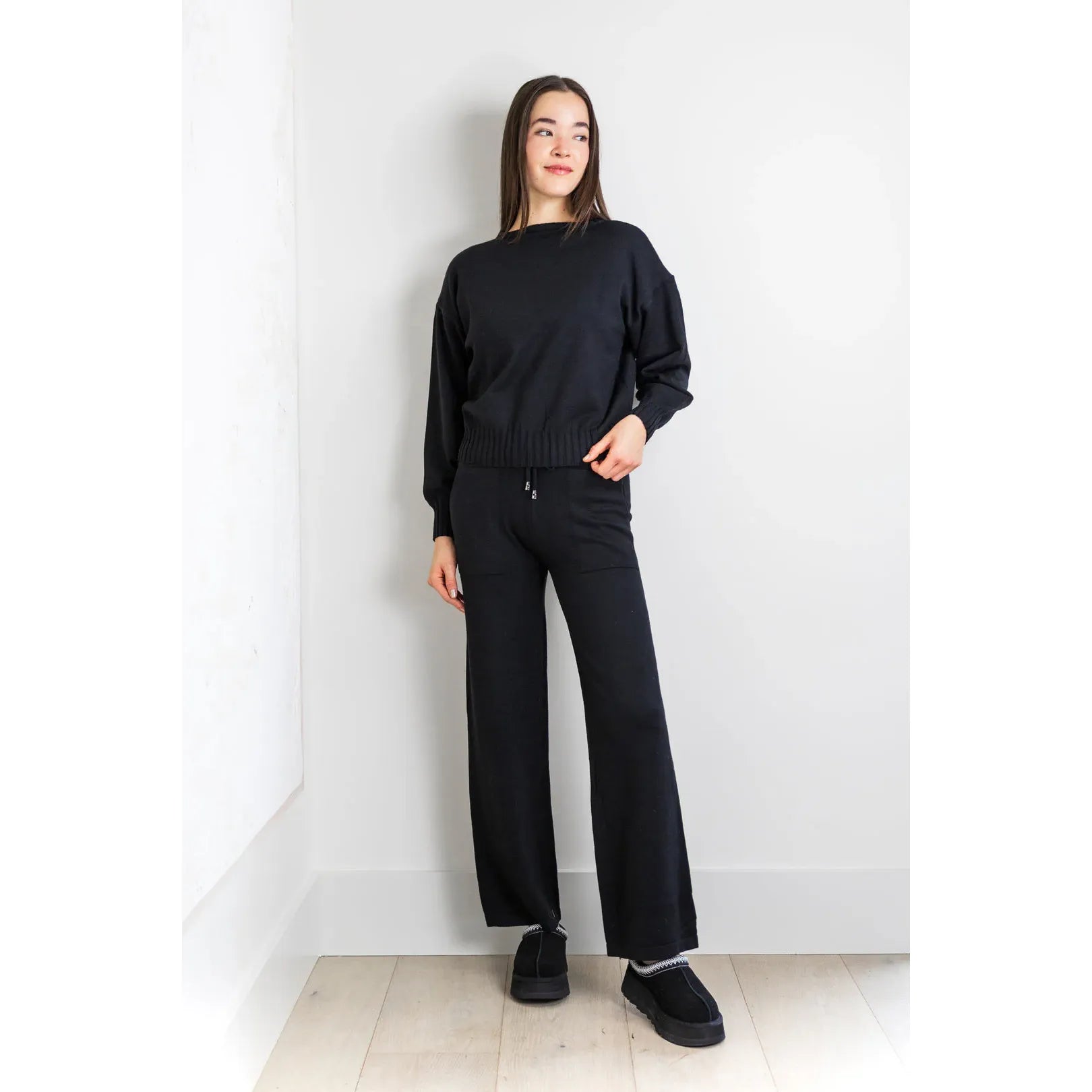 Odette Black Knit Pant Set