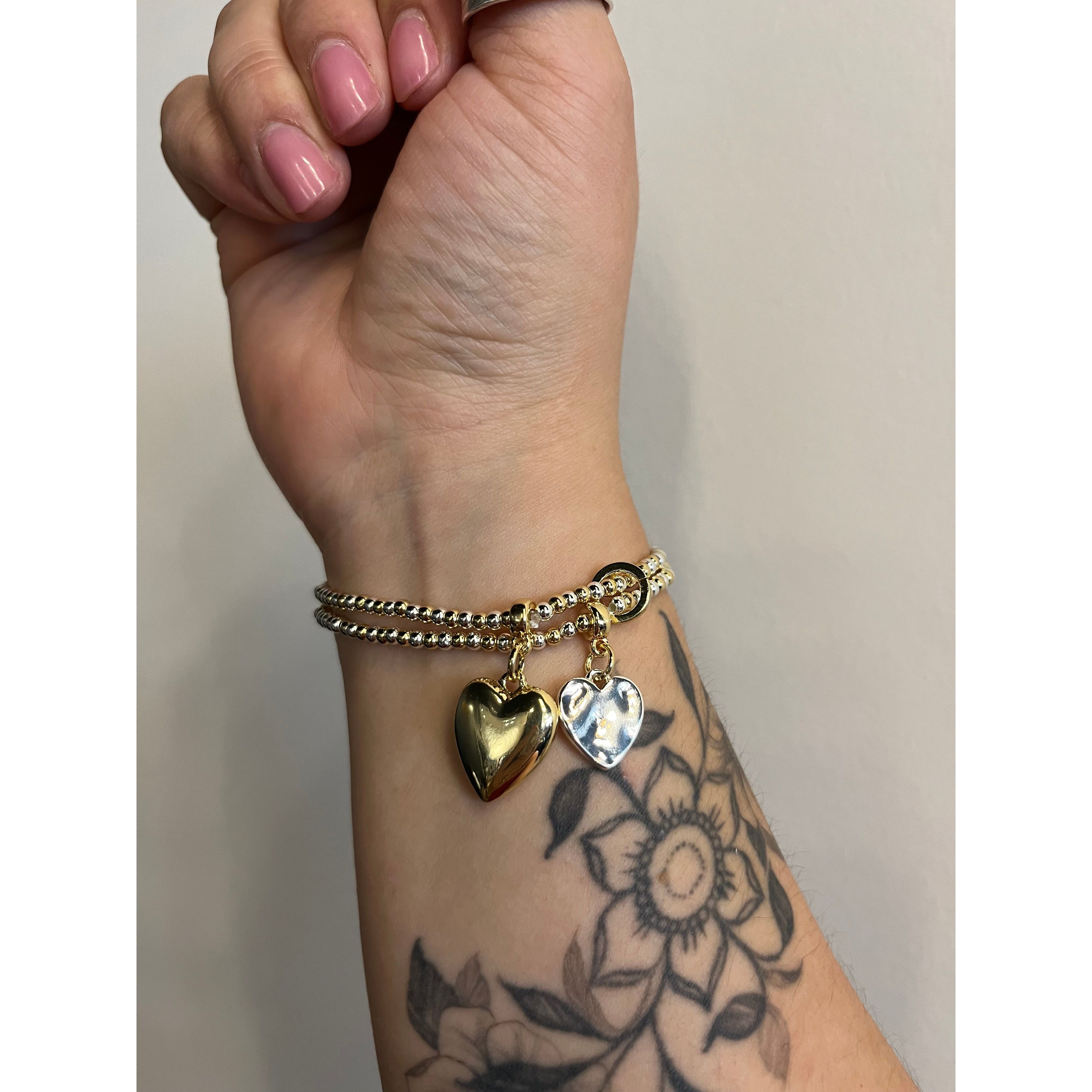 Double Heart Charm Bracelet