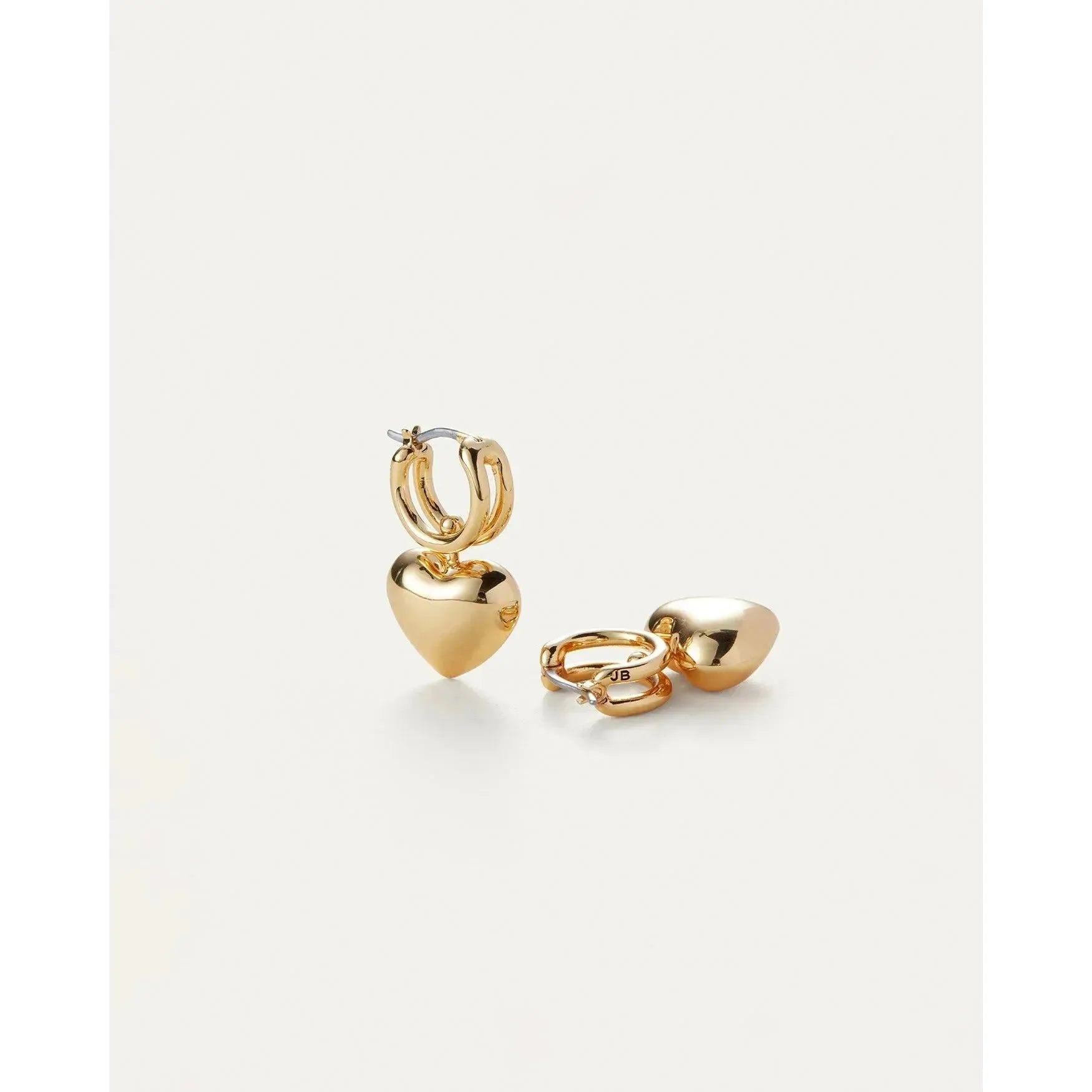 Jenny Bird Puffy Heart Huggies in High Polish Gold