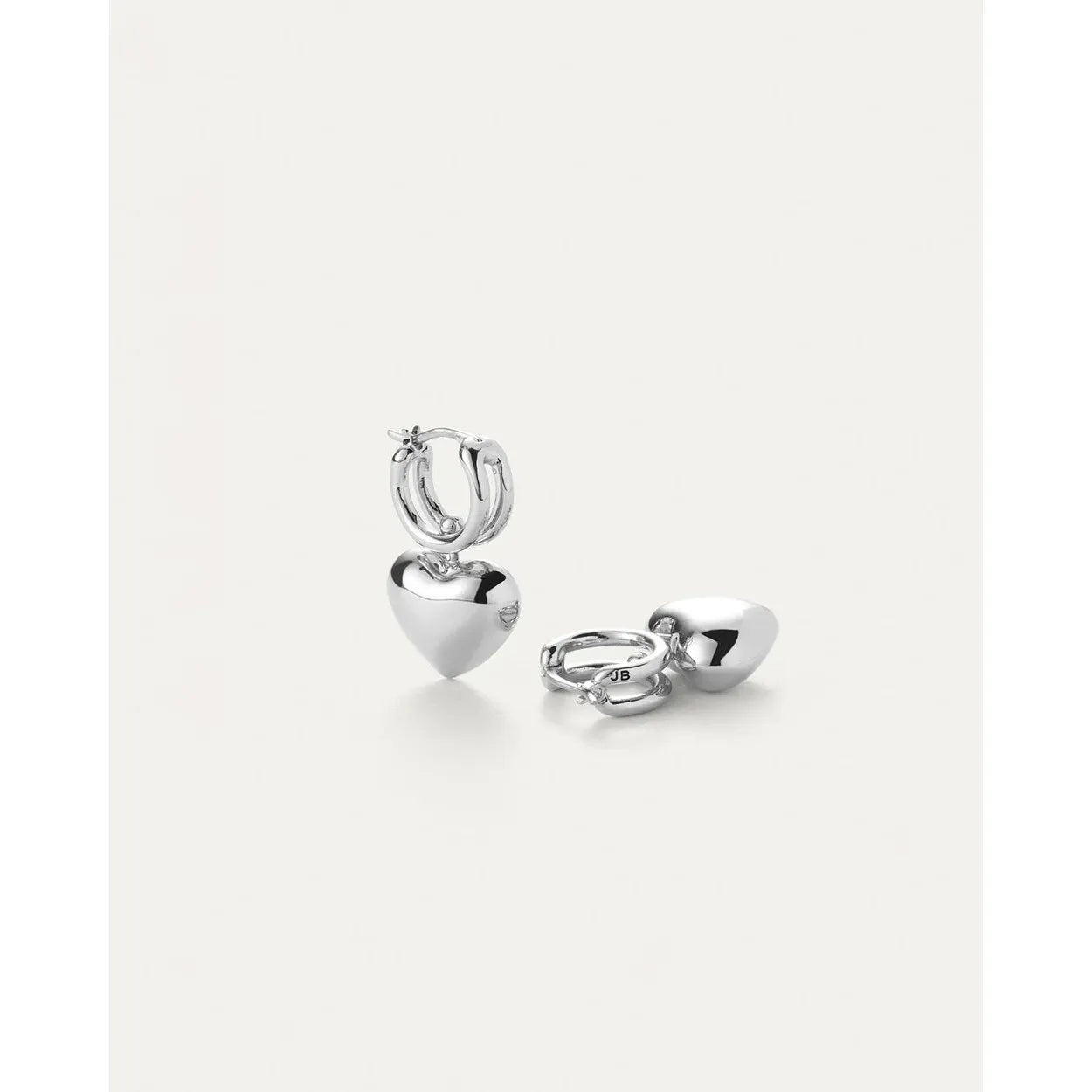 Puffy Heart Huggie Earrings | Silver