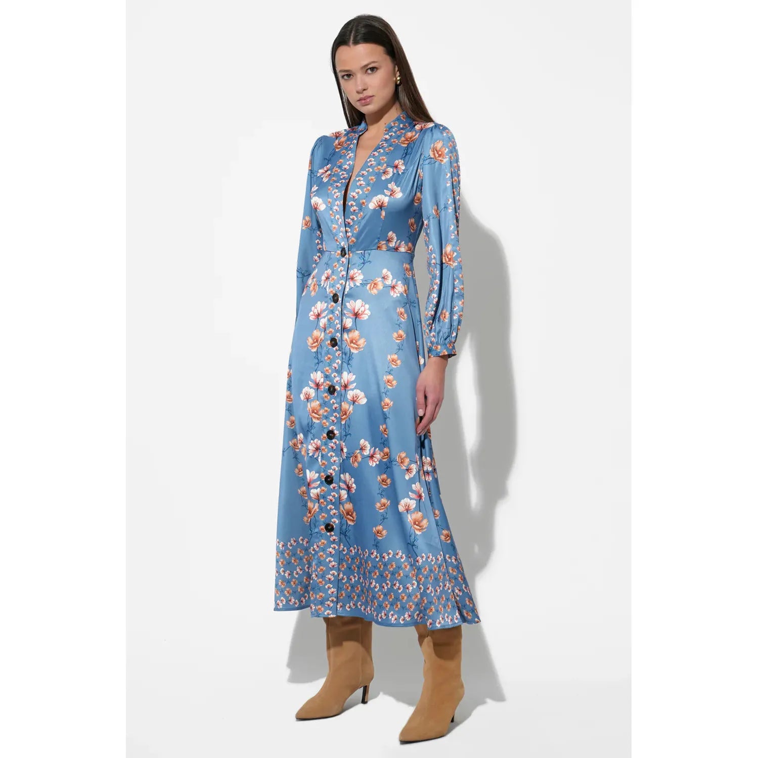 Jailyn Button Front Midi Dress