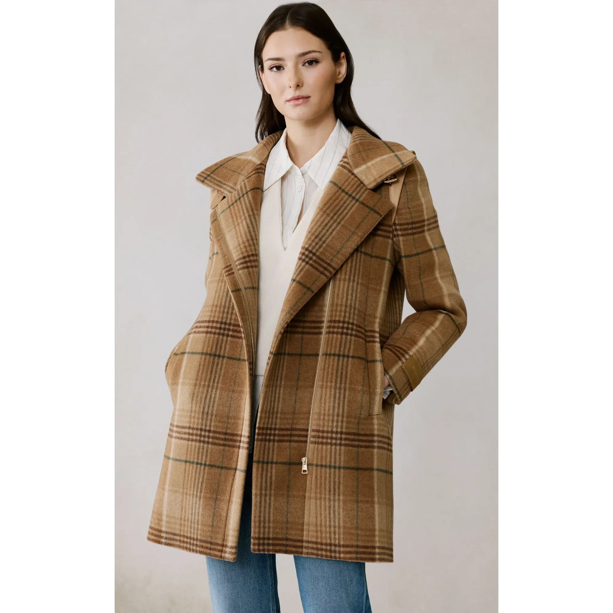 KIANA-P Plaid Moto Coat