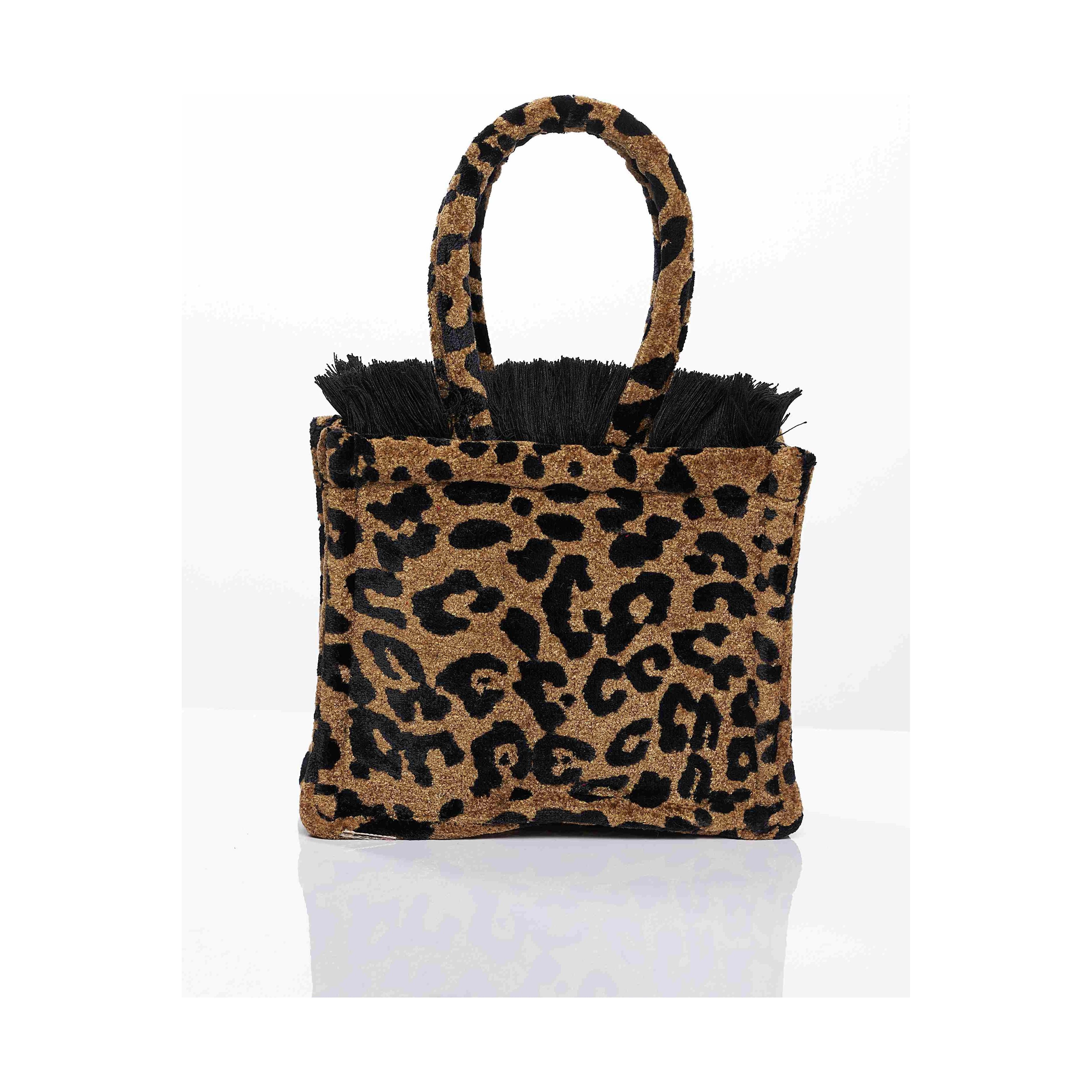 LEOPARD VELVET BROWN CROSSBODY BAG
