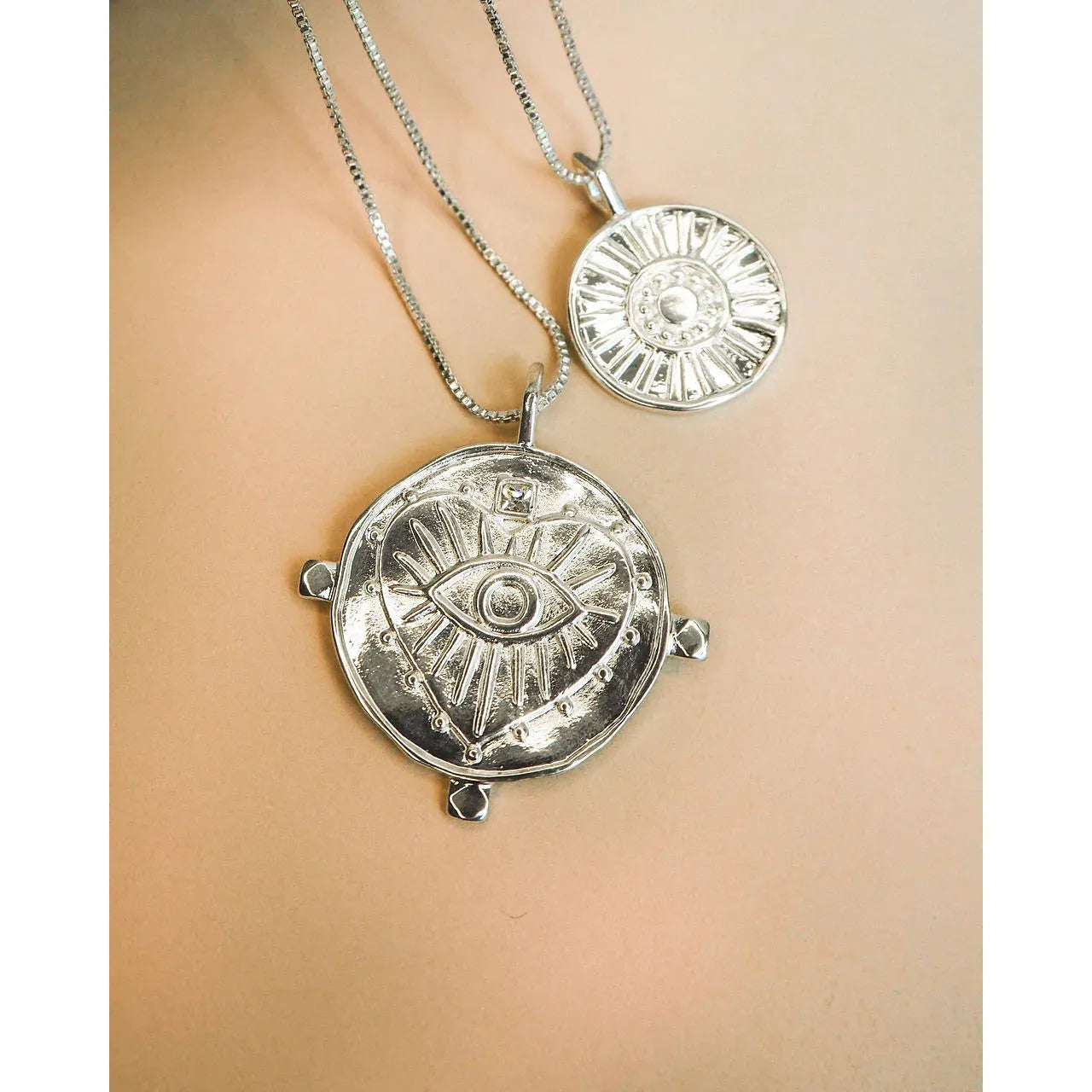 Evil Eye Double Coin Necklace