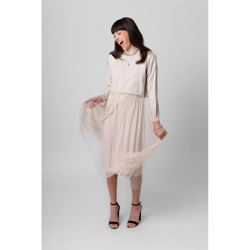 Two Piece Pleated Dress & Sweater