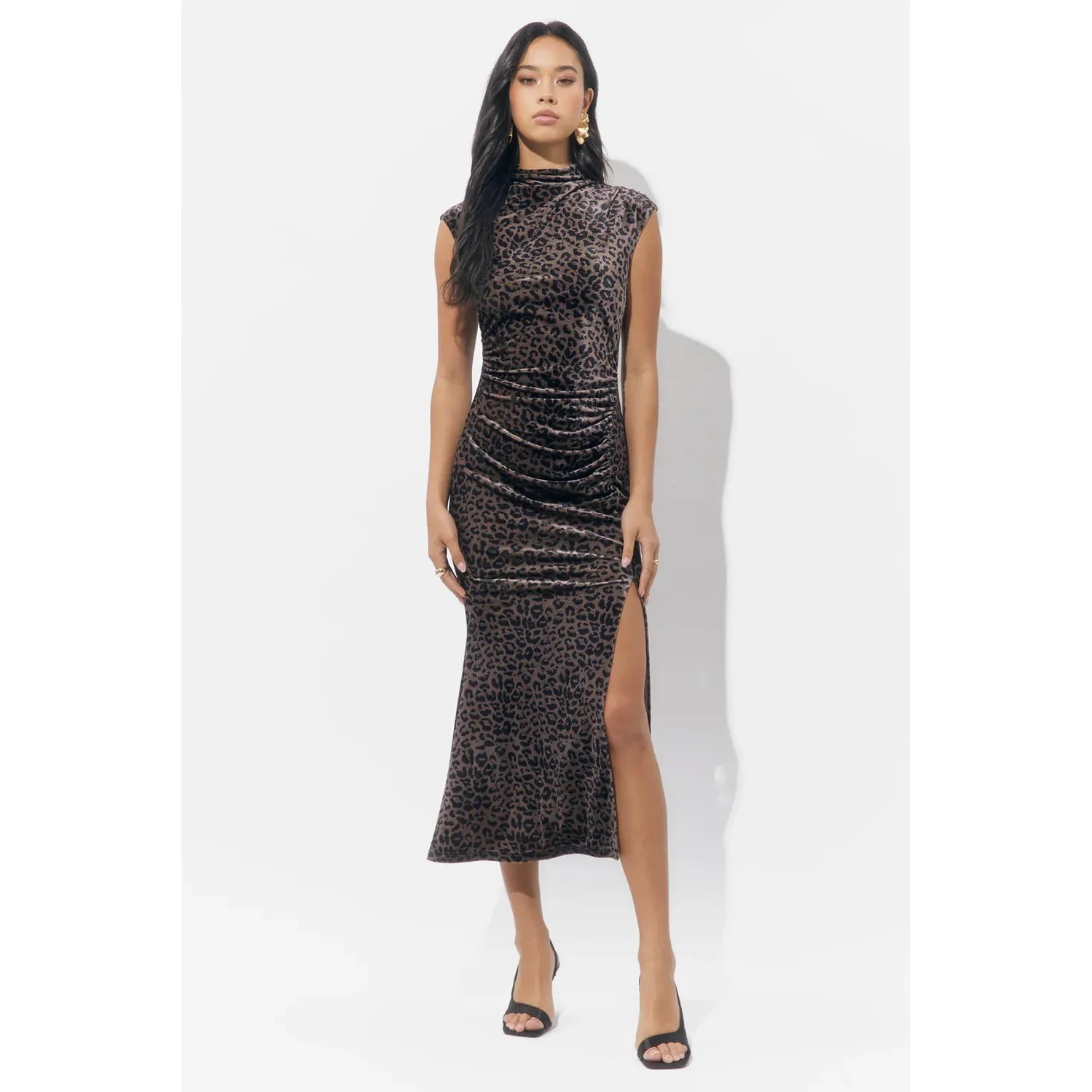 Merlyn Animal Mock Neck Midi Dress