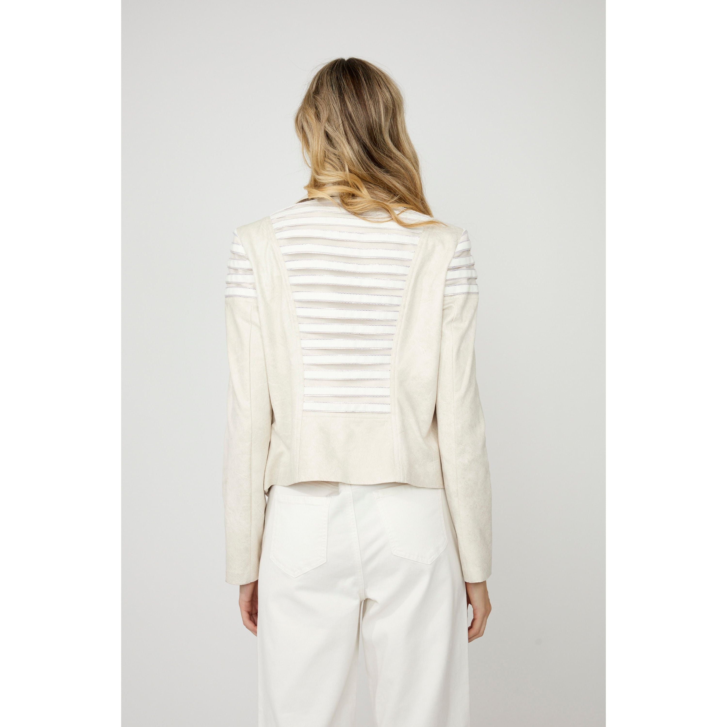 Frank Lyman Striped Accent Biker Jacket