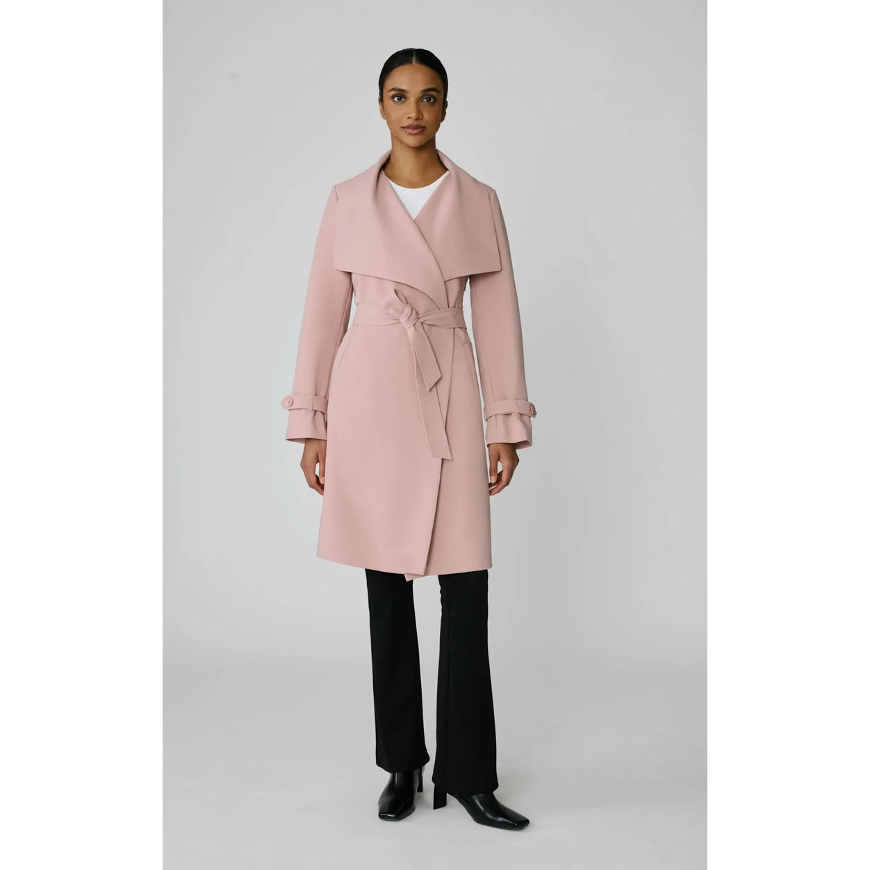 OLIVIA Relaxed-Fit Belted Trench With Cascade Collar