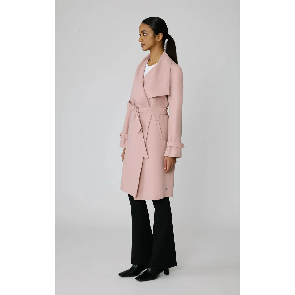 OLIVIA Relaxed-Fit Belted Trench With Cascade Collar