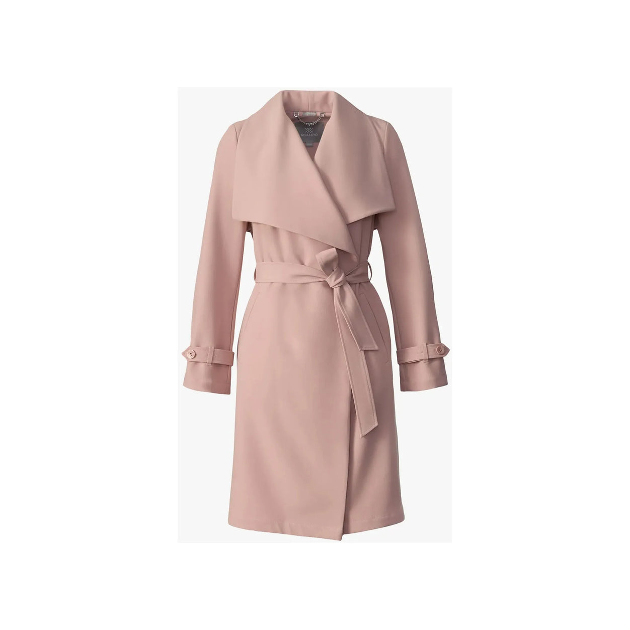 OLIVIA Relaxed-Fit Belted Trench With Cascade Collar