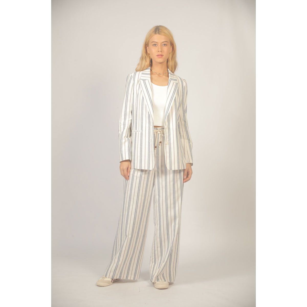 Riviera Stripe Linen Blend Blazer