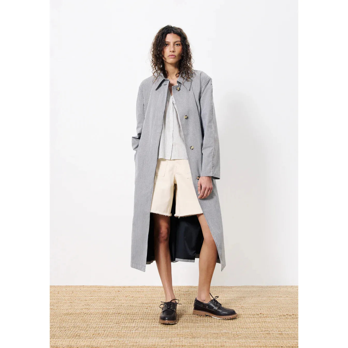Nelcy Pinstripe Trench
