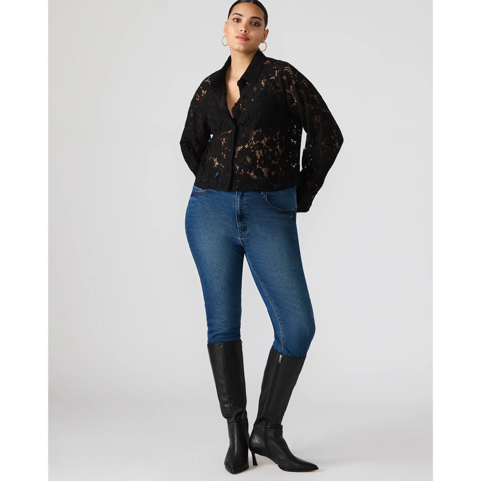 Jaiya Crop Floral Lace Blouse