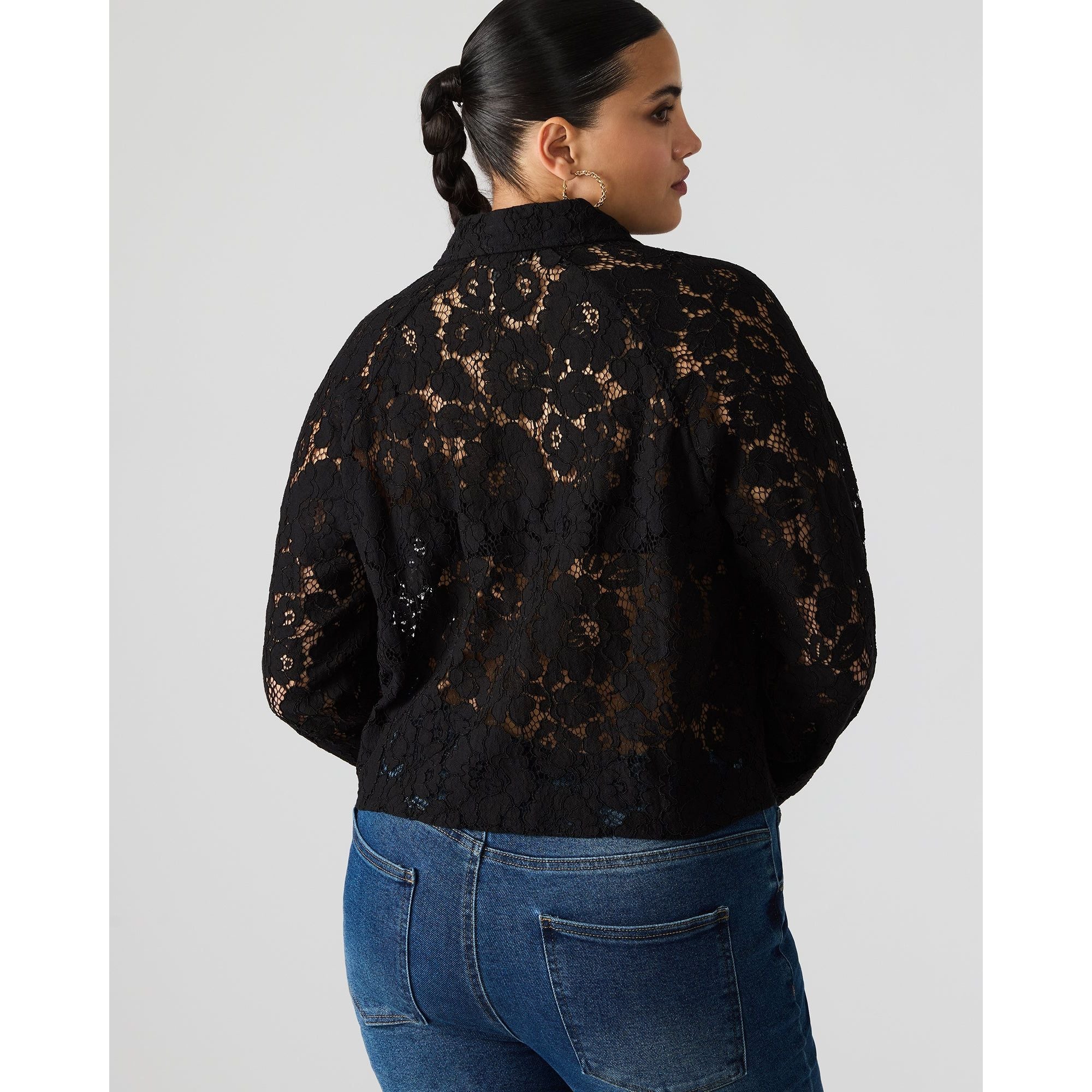 Jaiya Crop Floral Lace Blouse