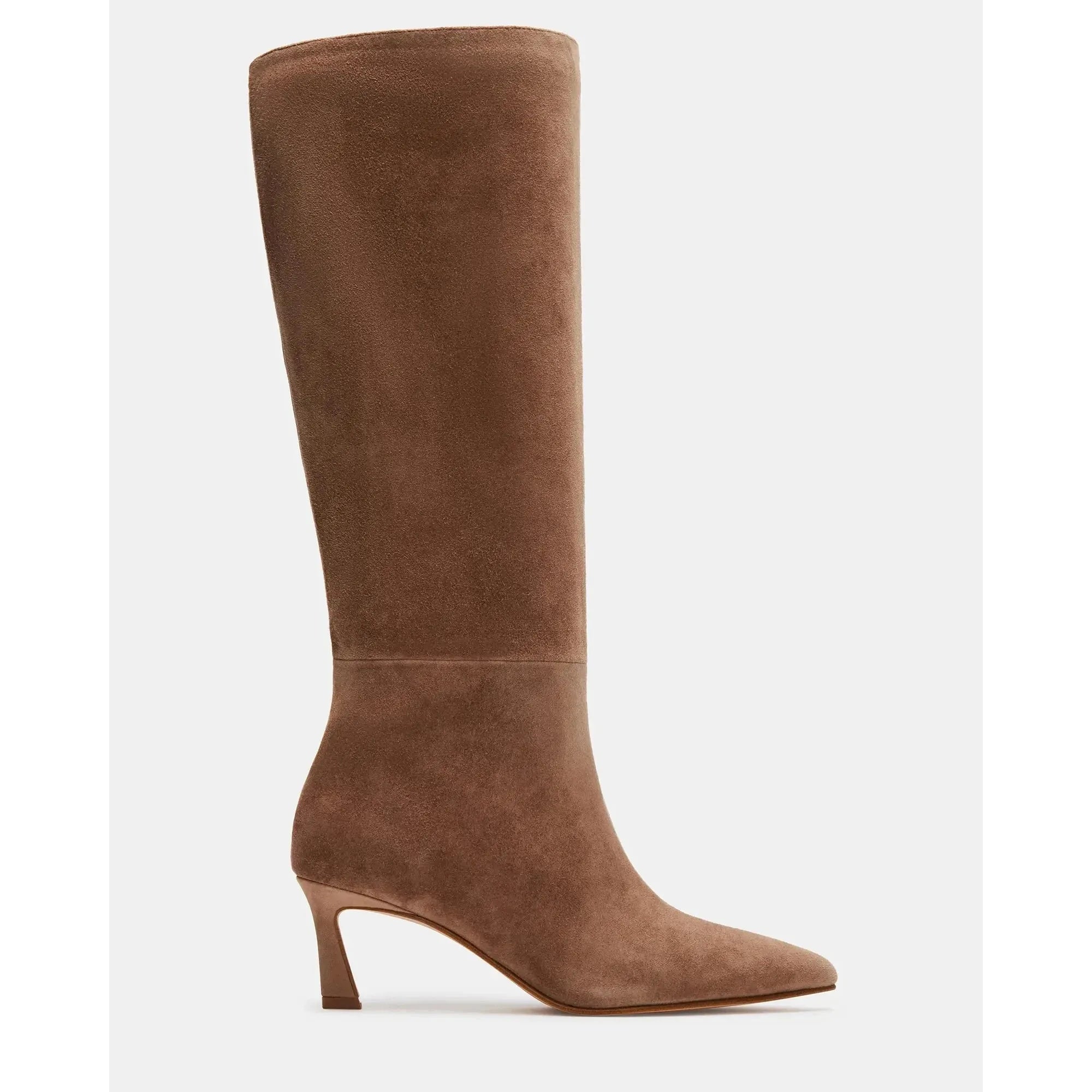 Lavan Kitten Heel Knee High Boot | Taupe Suede